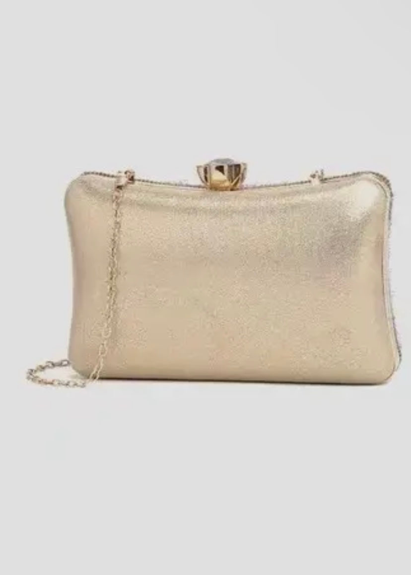 Pearl & Crystal Clutch Bag With Detachable Strap