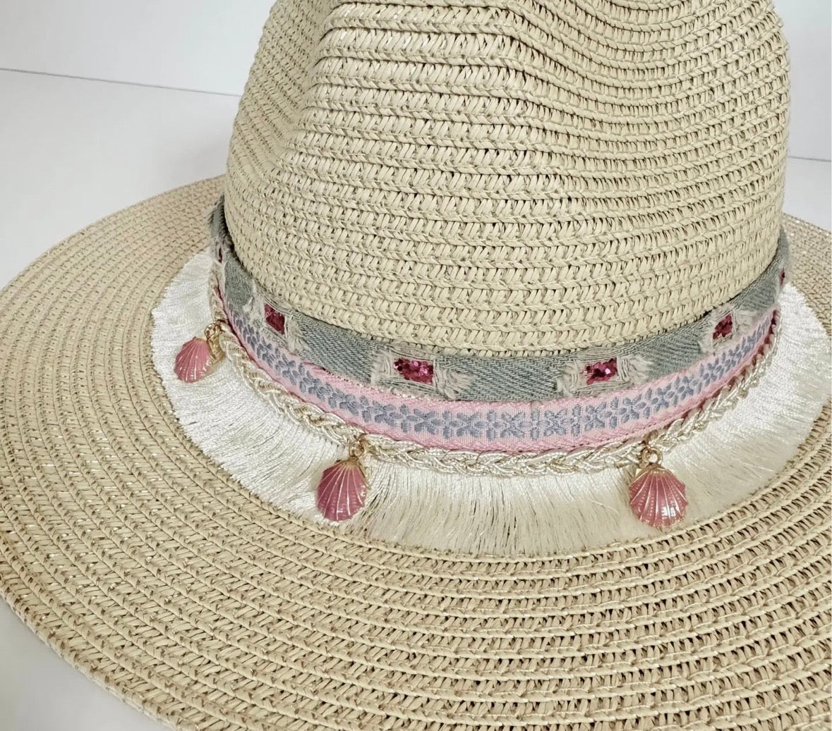 Pink Shell Boho Sun Hat
