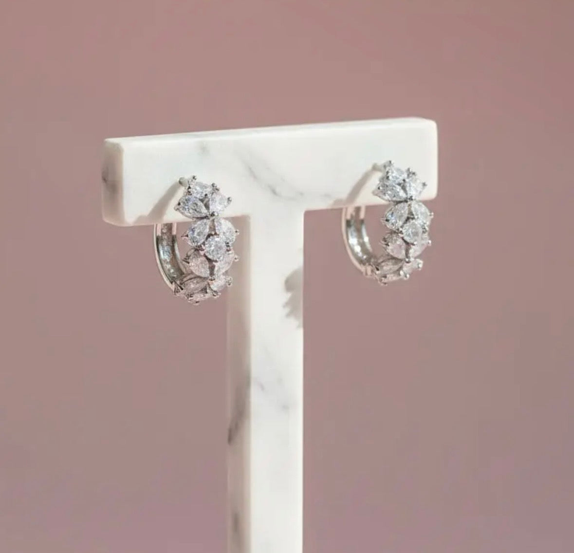 Crystal Huggie Hoop Earrings In Silver