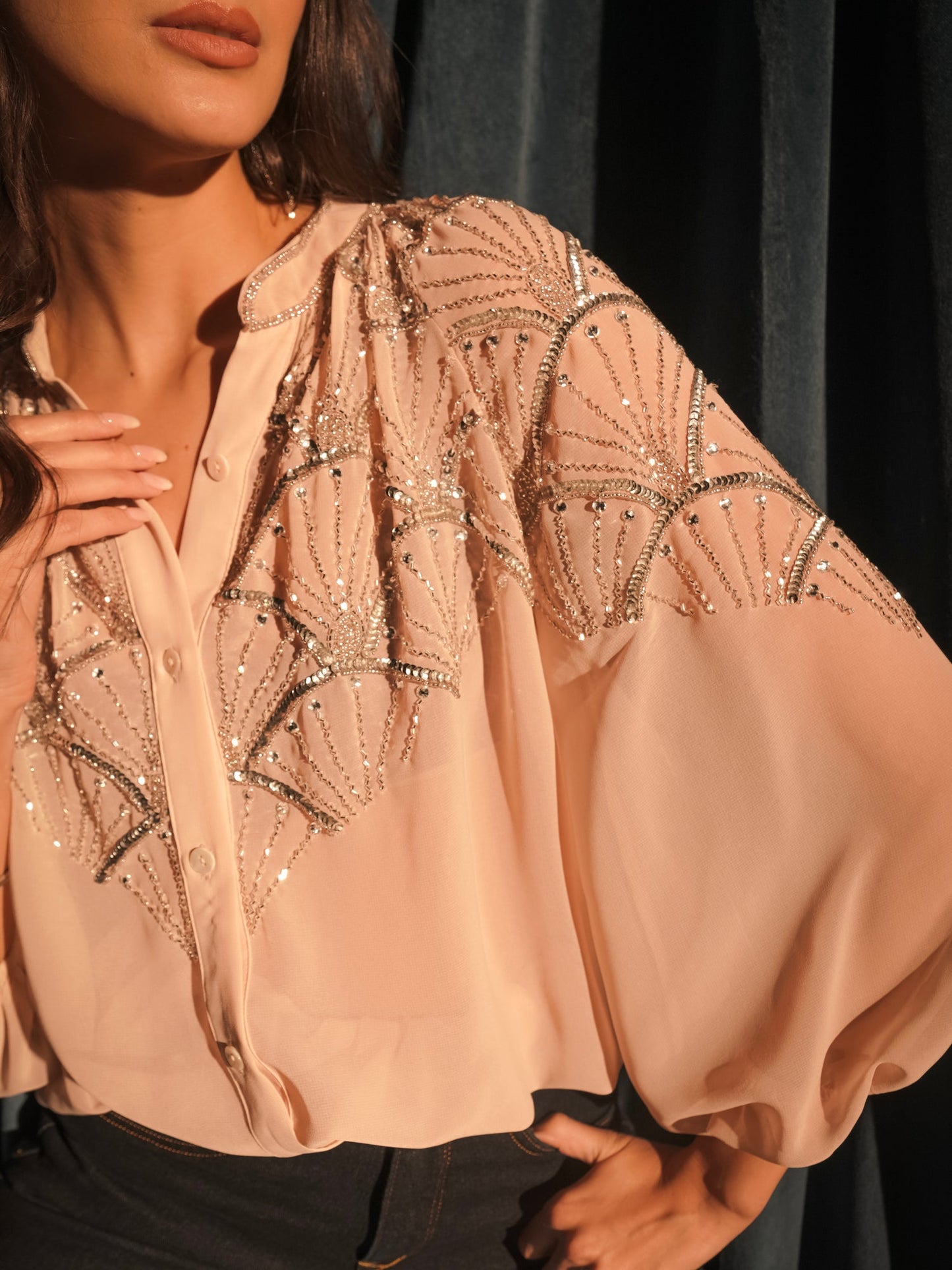 Rose And Nancy Gemma Pink Hand Embellished Blouse