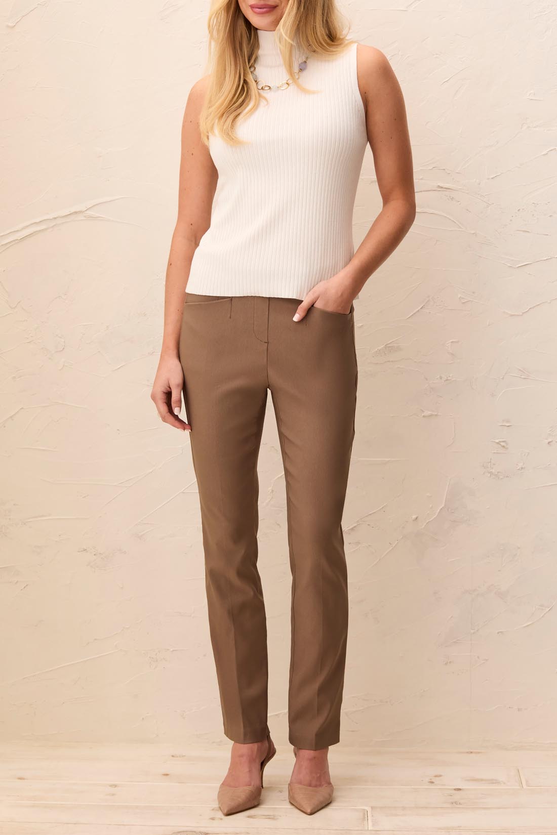 TRIBAL Taupe Stretchy Trousers
