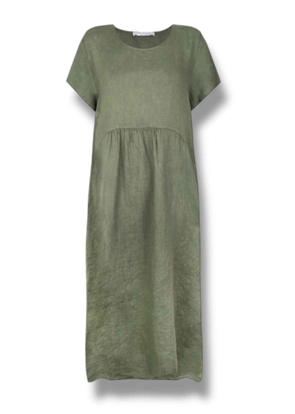 Amazing Woman Linen Dress In Khaki Green