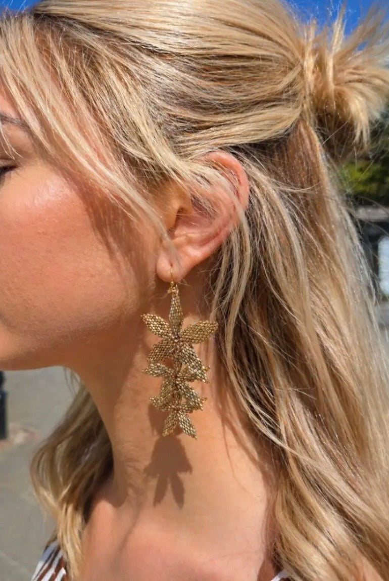 Triple Flowet Beaded Earrings