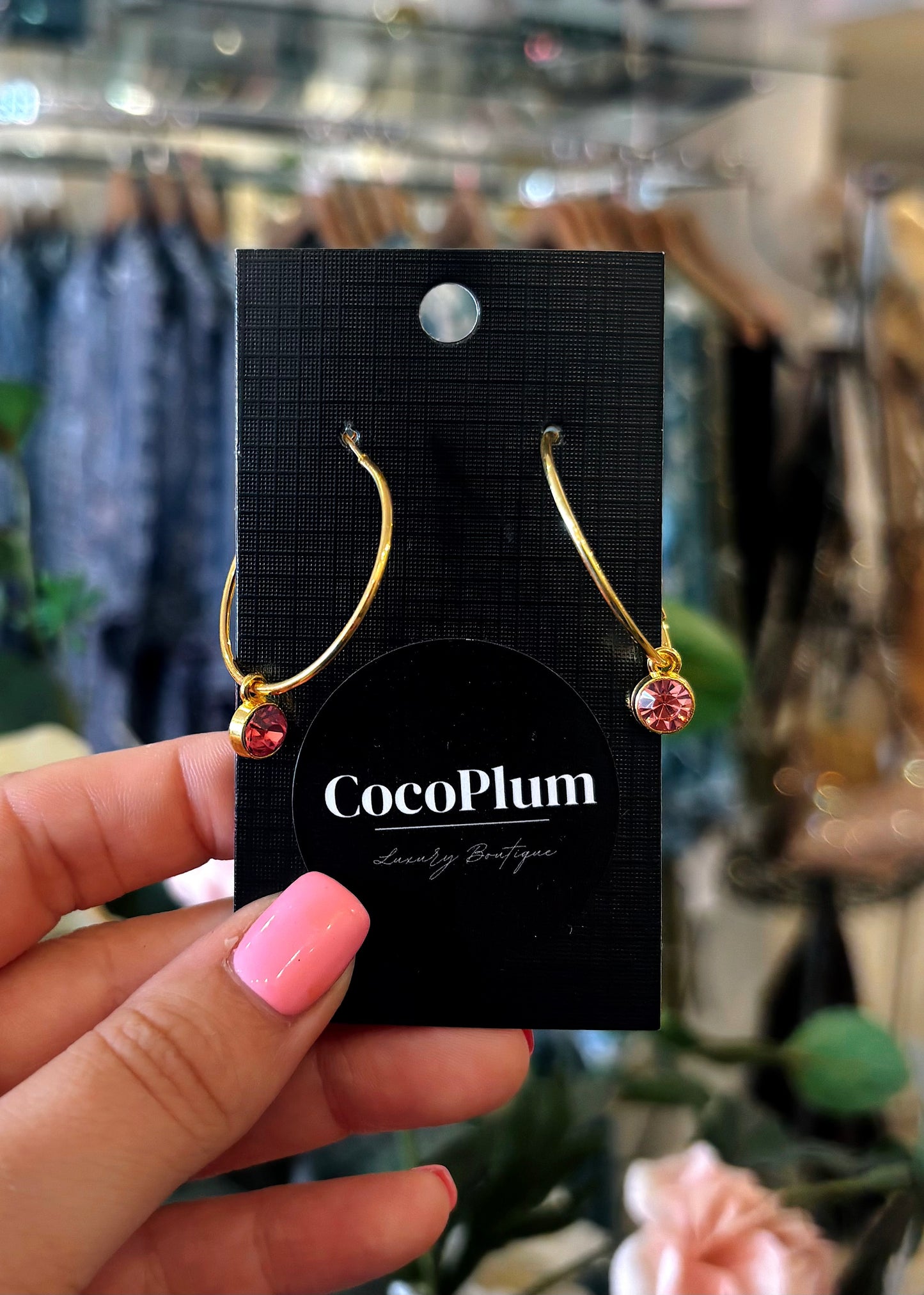 Mini Pink Jewel Hoop Earrings