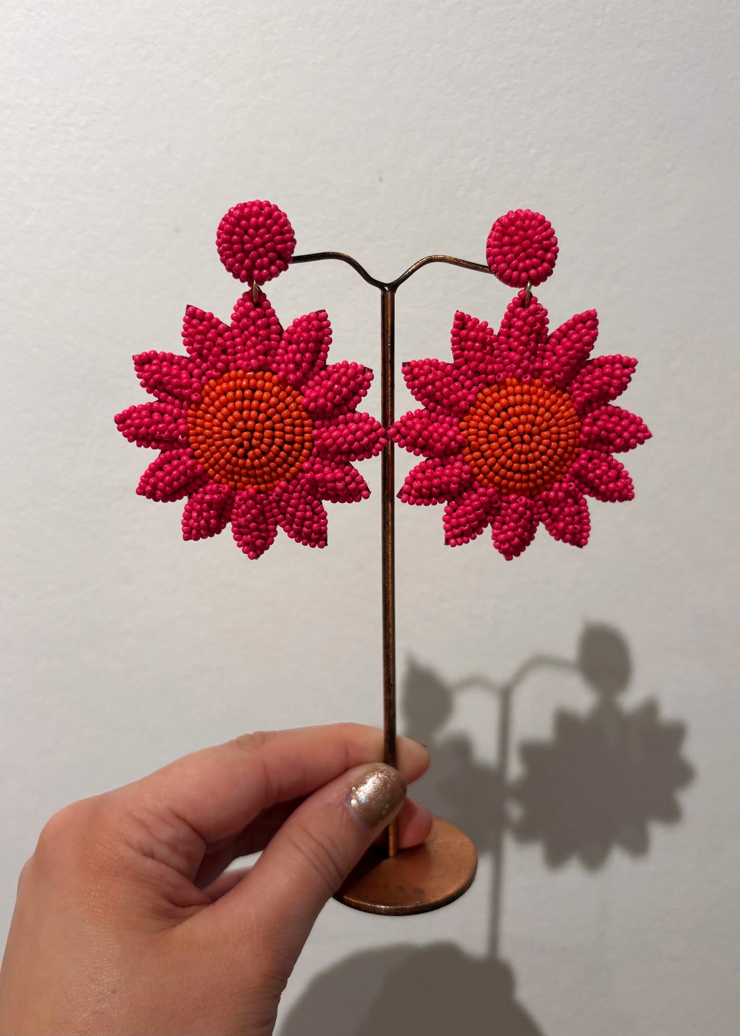 Pink & Orange Sunflower Earrings