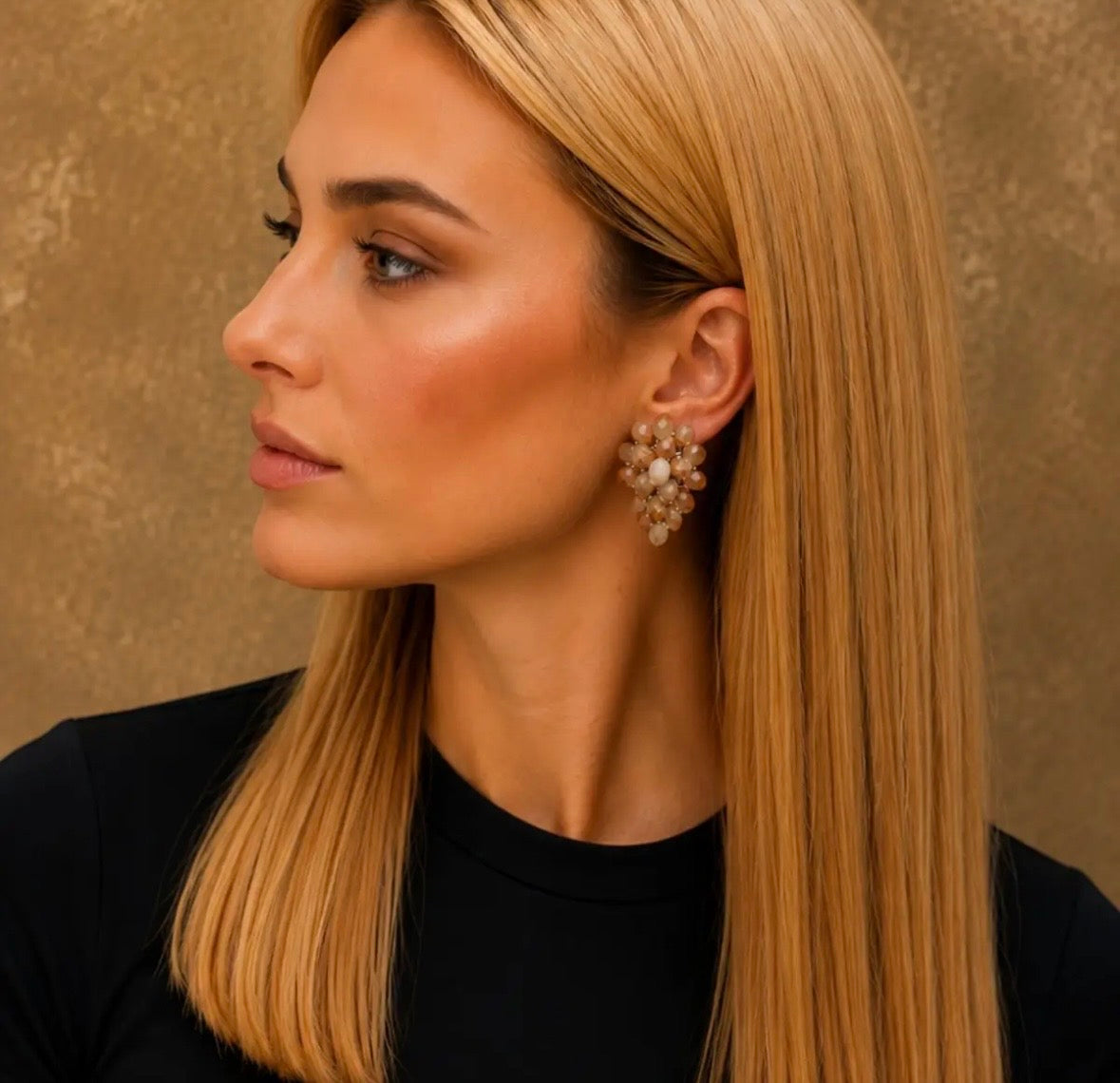 Clip On Fiesta Bloom Stud Clip On Earrings In Caramel Frost
