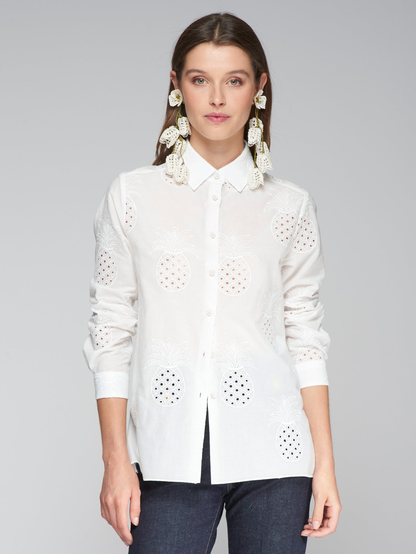 Vilagallo Pineapple Cut Out Shirt