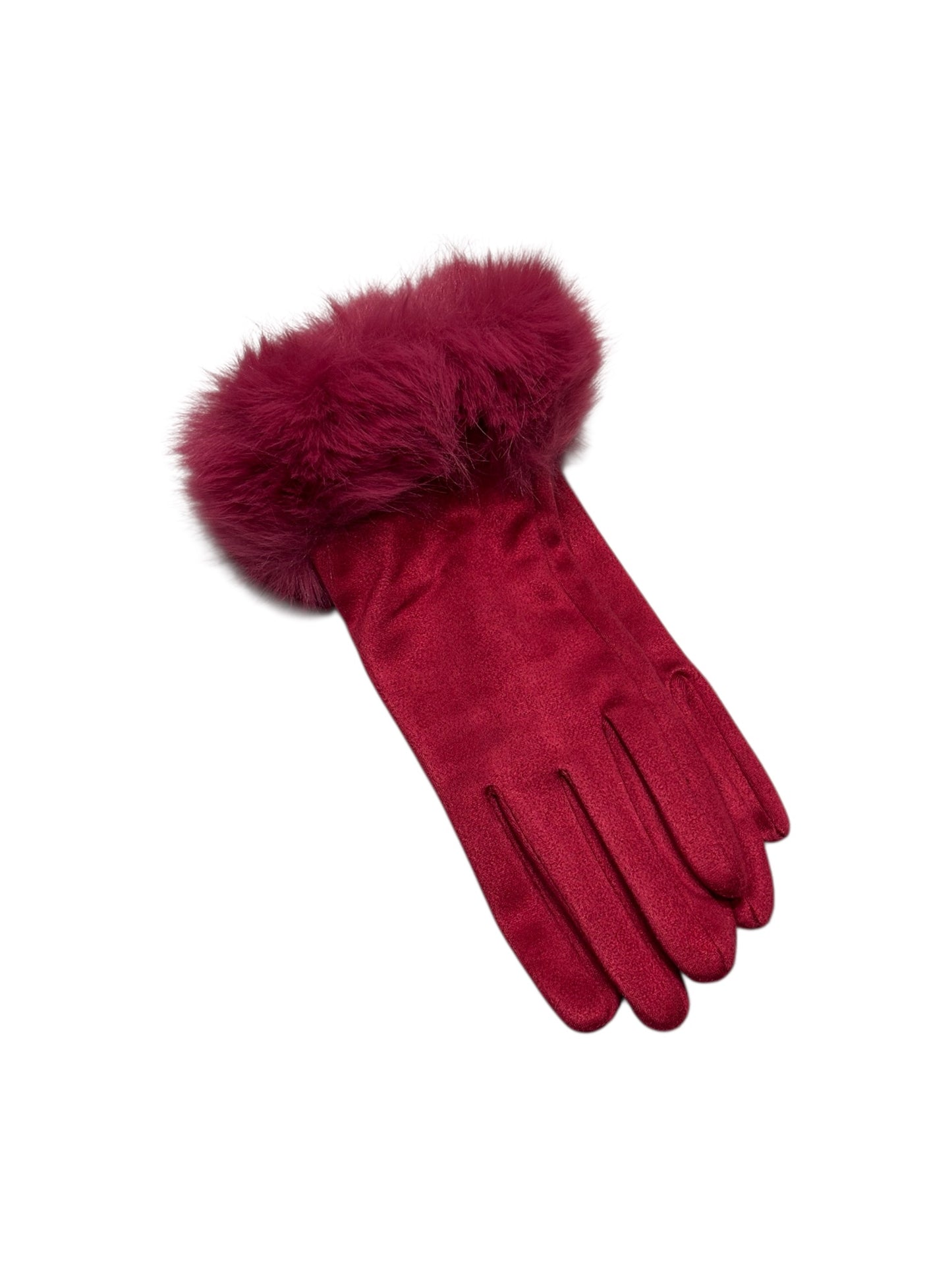 Faux Fur Gloves In Hot Pink