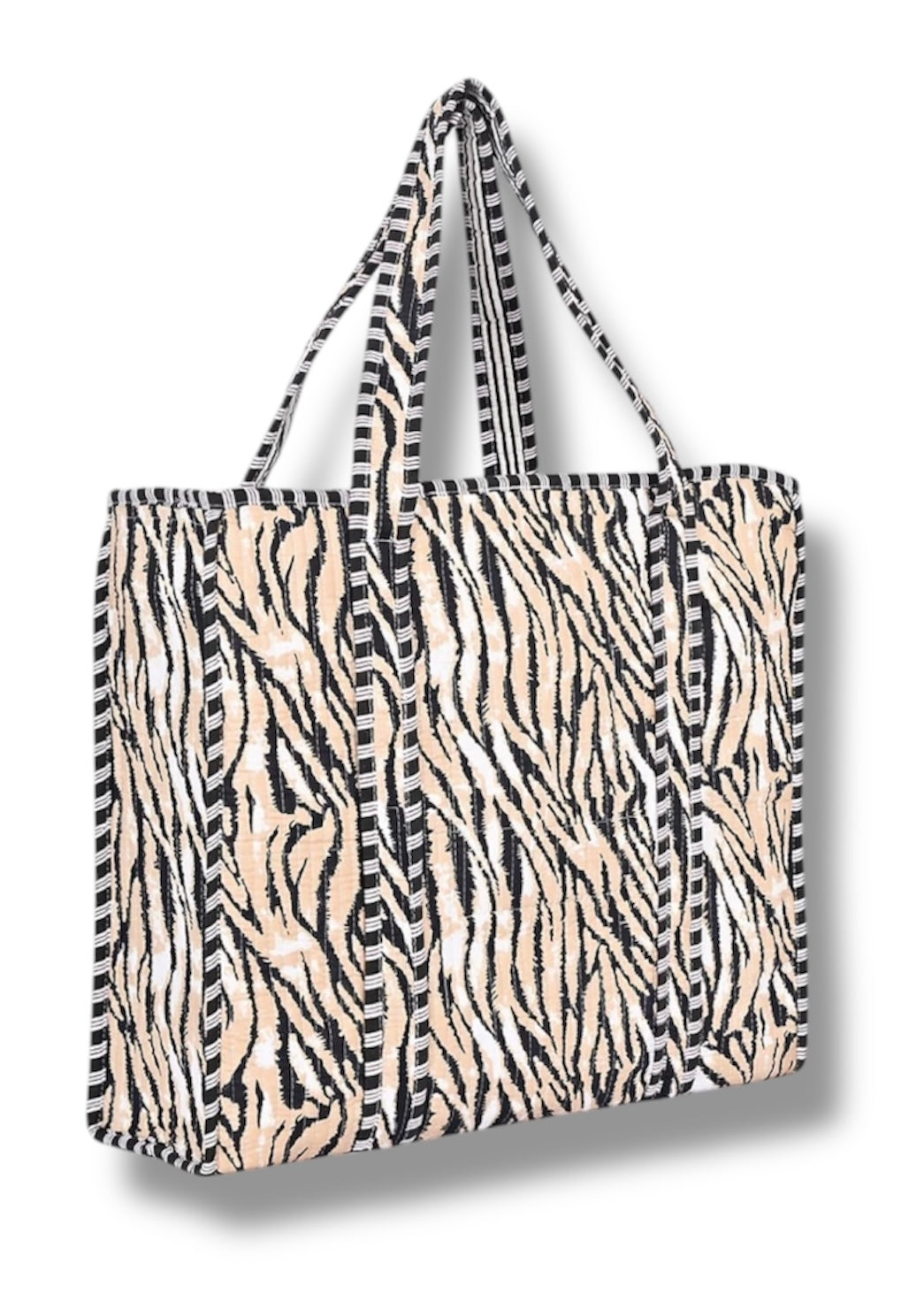 Large Cotton Tote Bag In Tiger Print