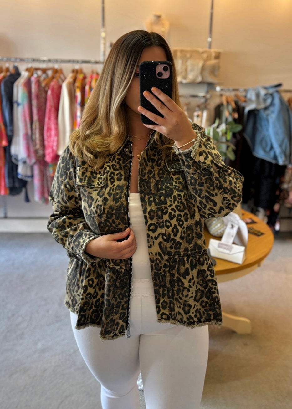 Leopard Print Denim Jacket
