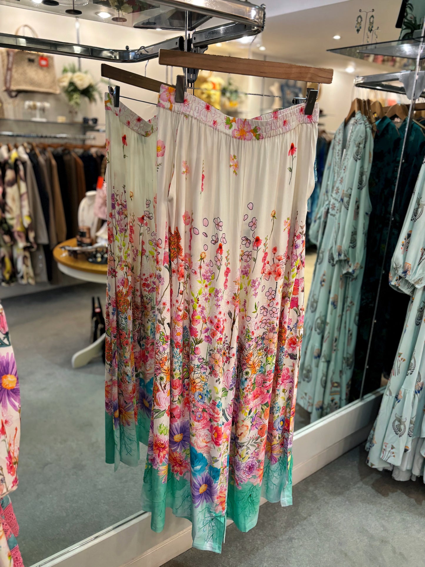 Inoa Mix Silk Floral Print Trousers