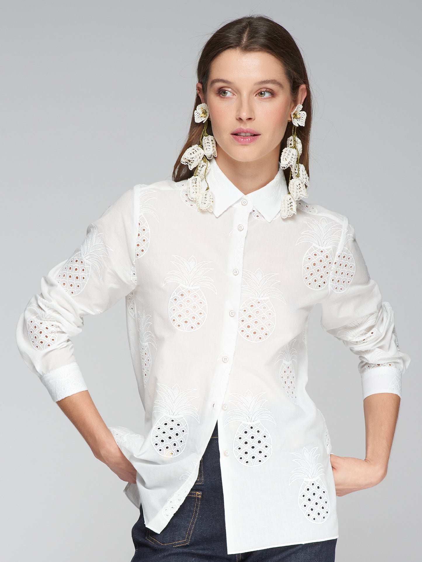 Vilagallo Pineapple Cut Out Shirt