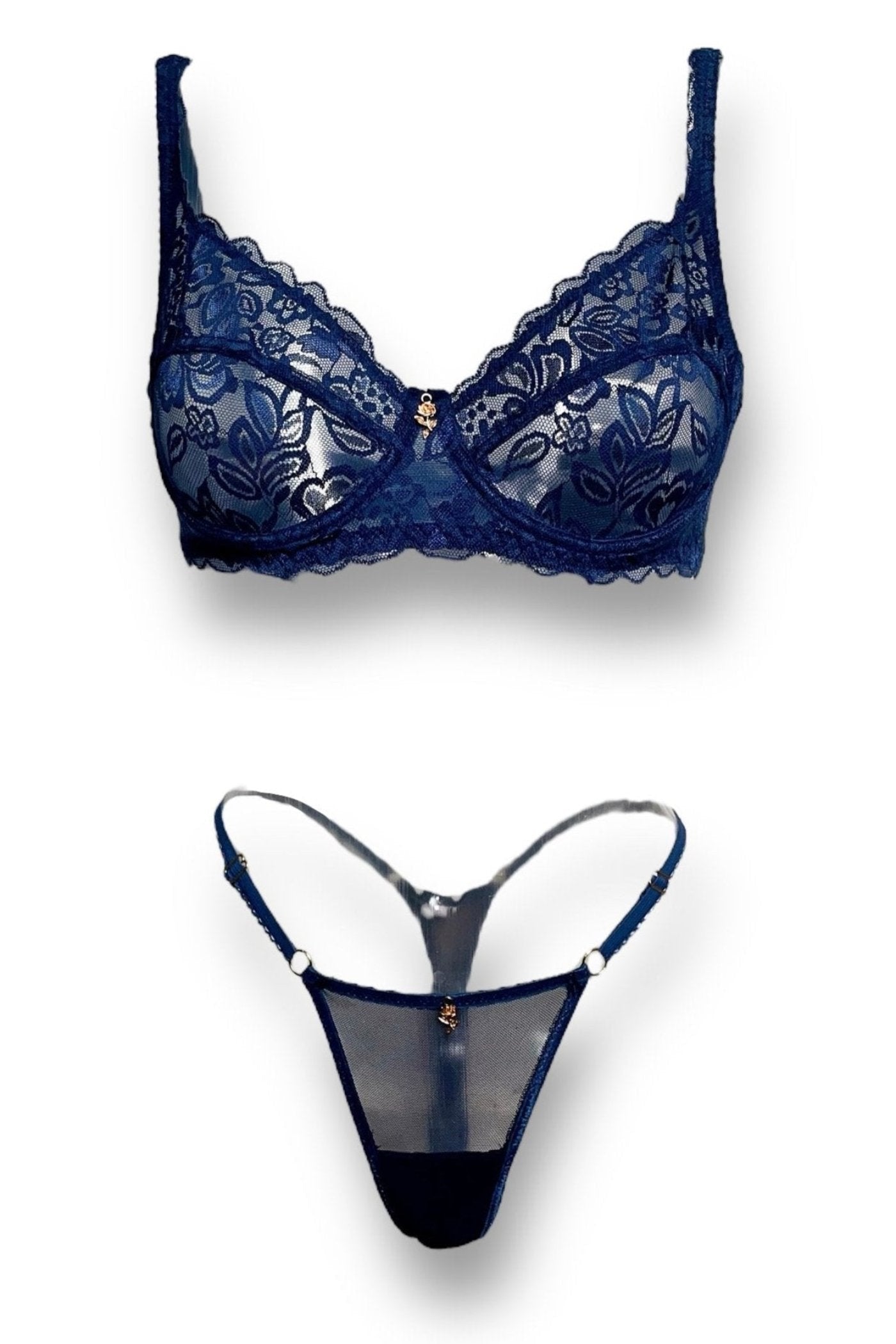 Cleo Navy Underwired Bra Lingerie Set