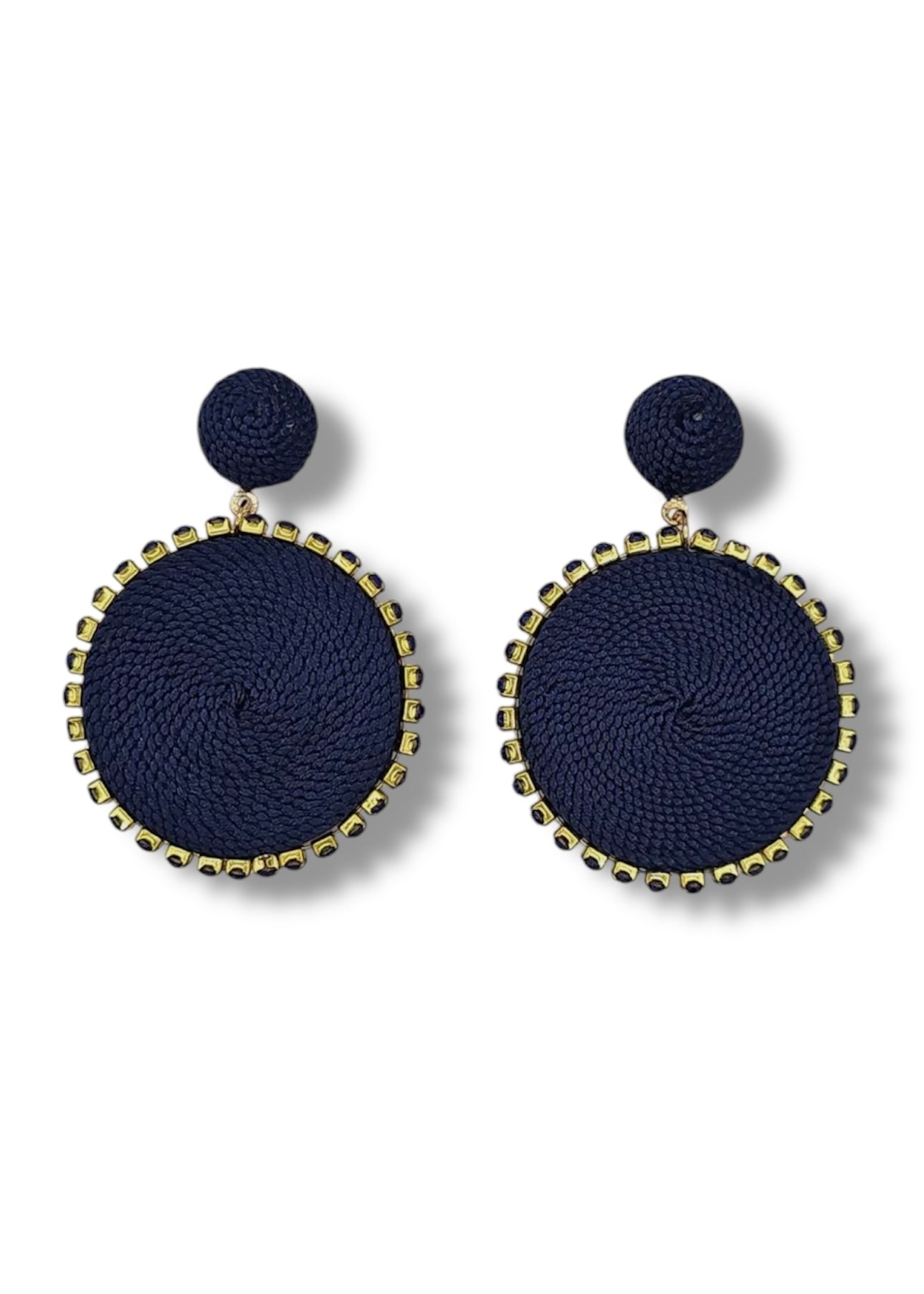 Blue Woven Crystal Earrings