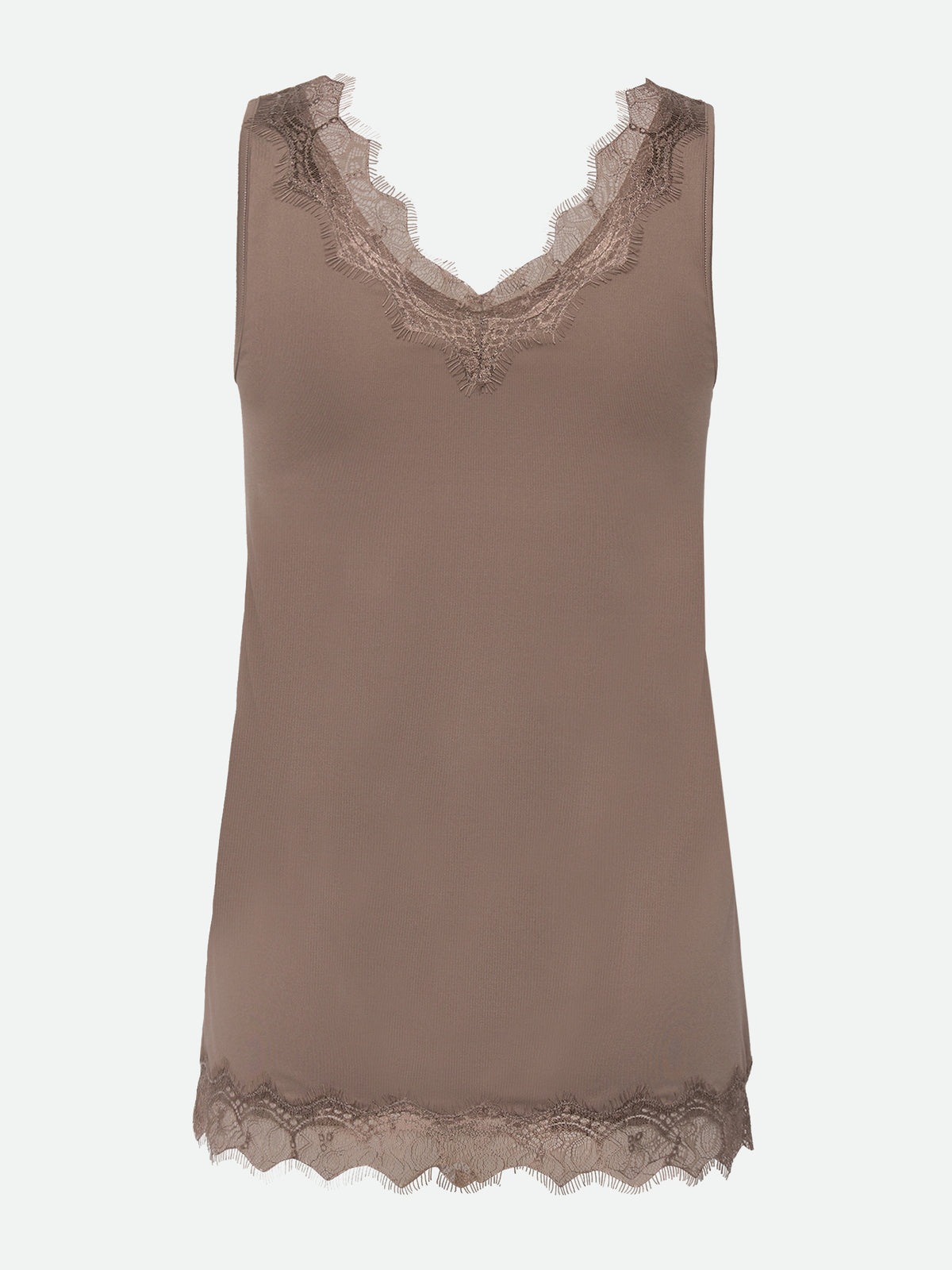 Rosemunde RWBillie SL Lace V-Neck Top In Falcon