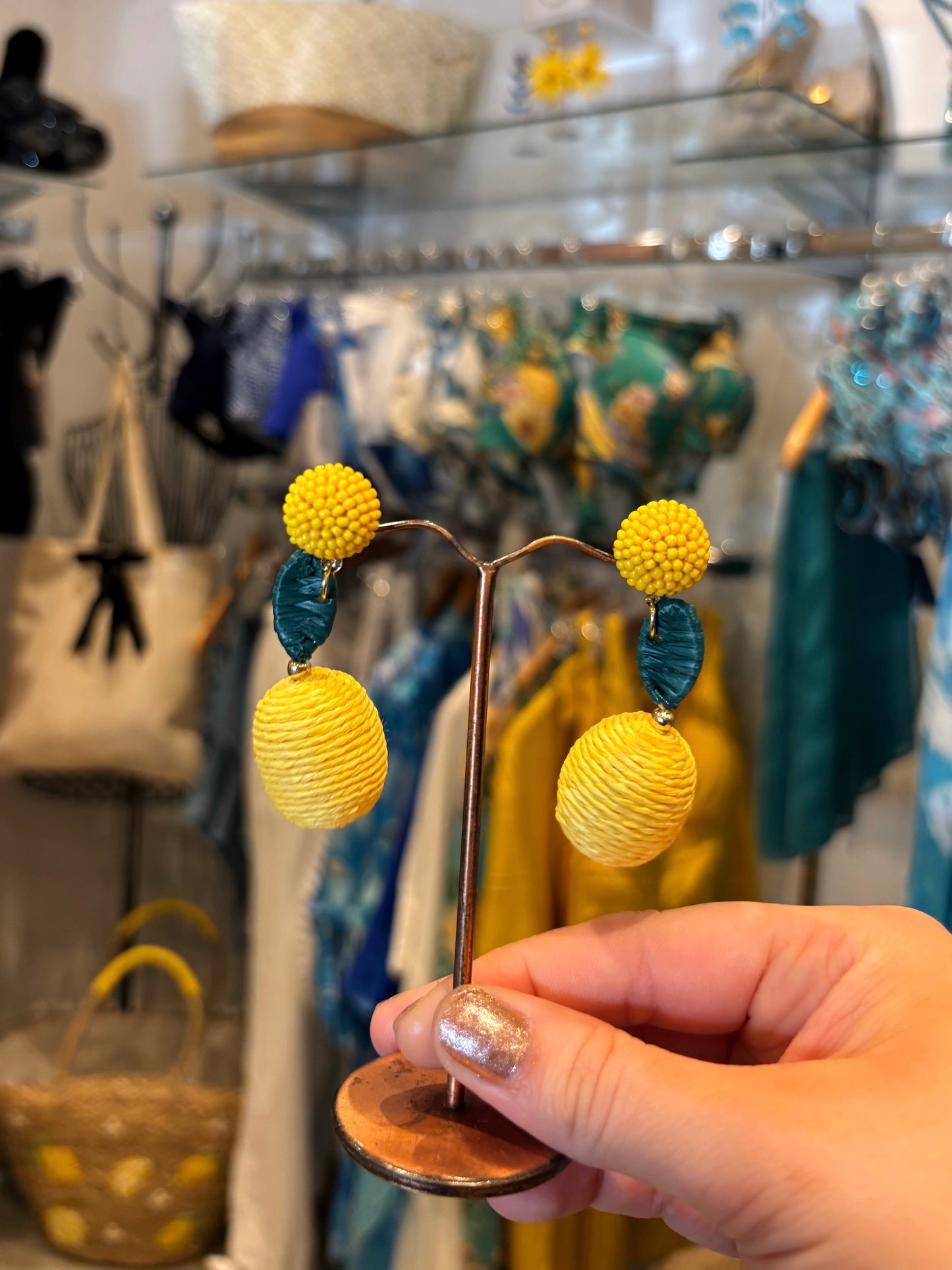 Raffia Lemon Drop Earrings