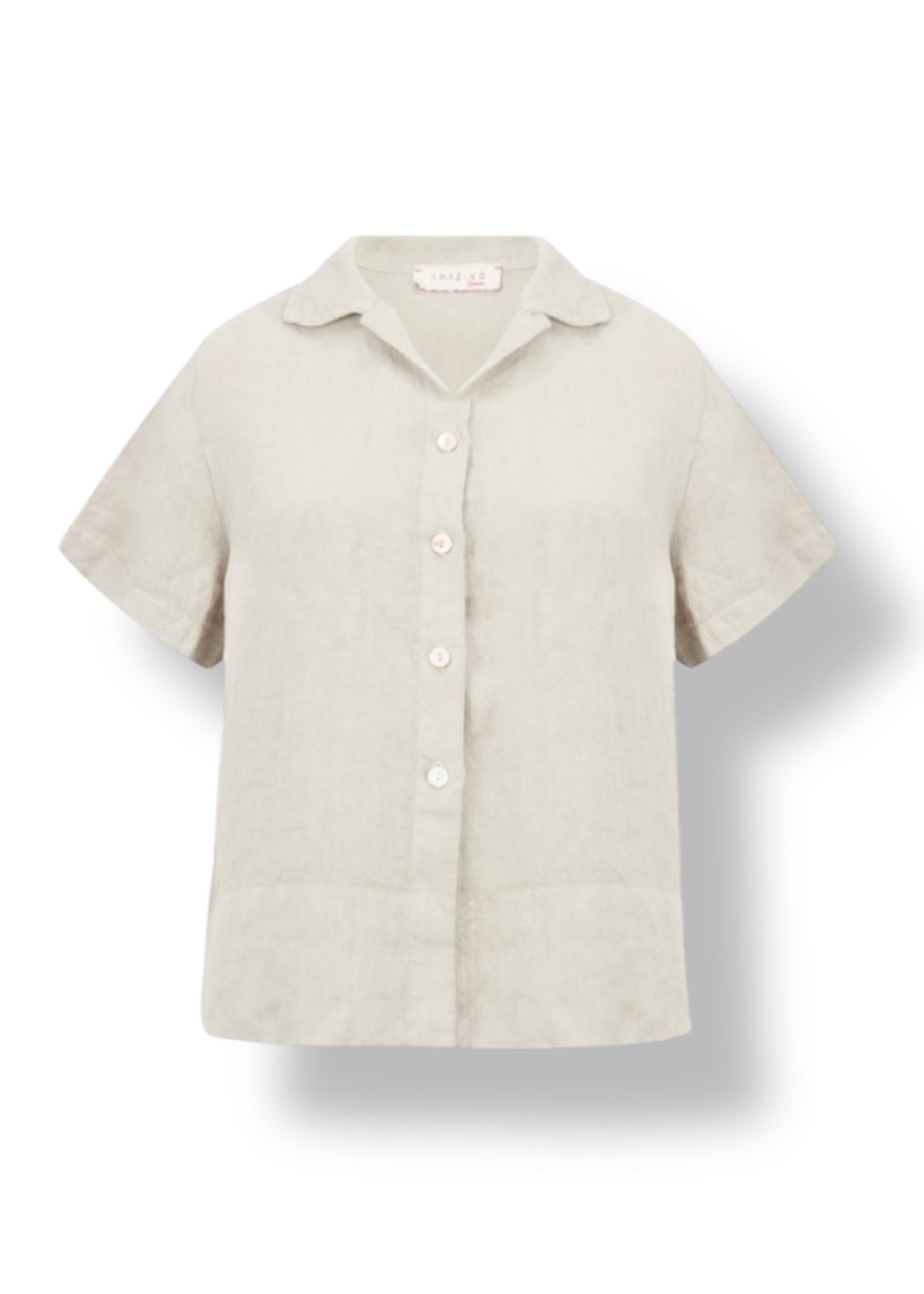 Amazing Woman Linen Shirt In Neutral