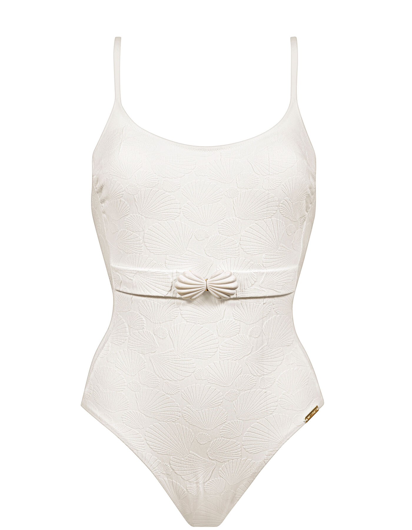 Coastal Daydream- Shell Print Belted Swimsuit