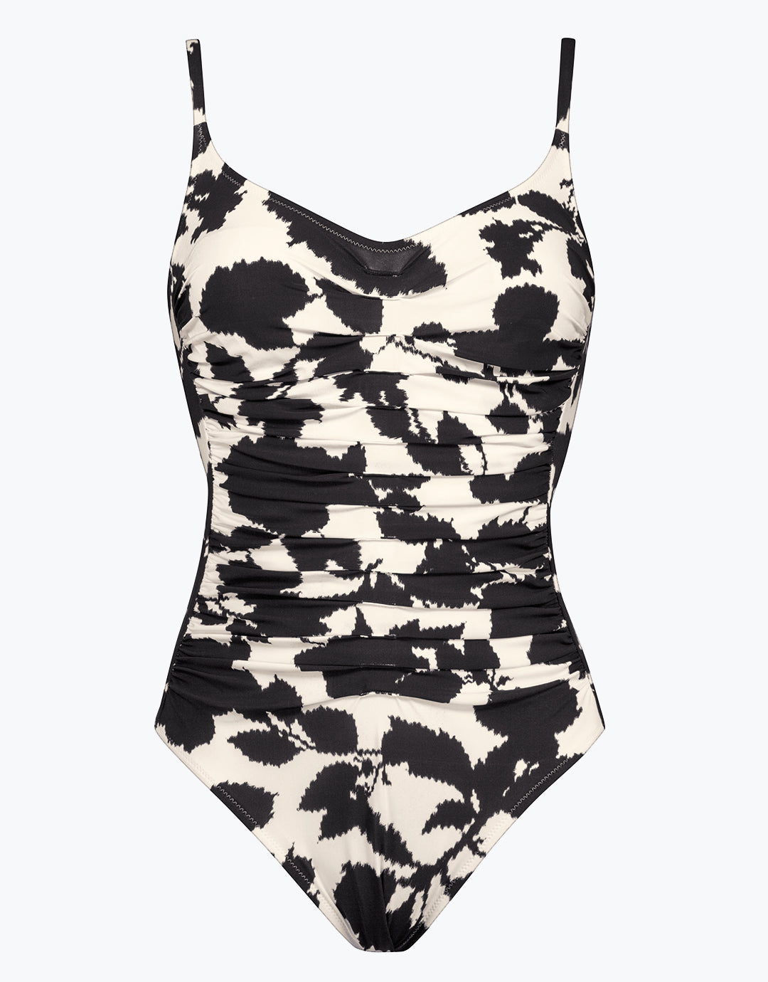Maryan Mehlhorn Florascape Ruched Underwired Swimsuit - Cream Black