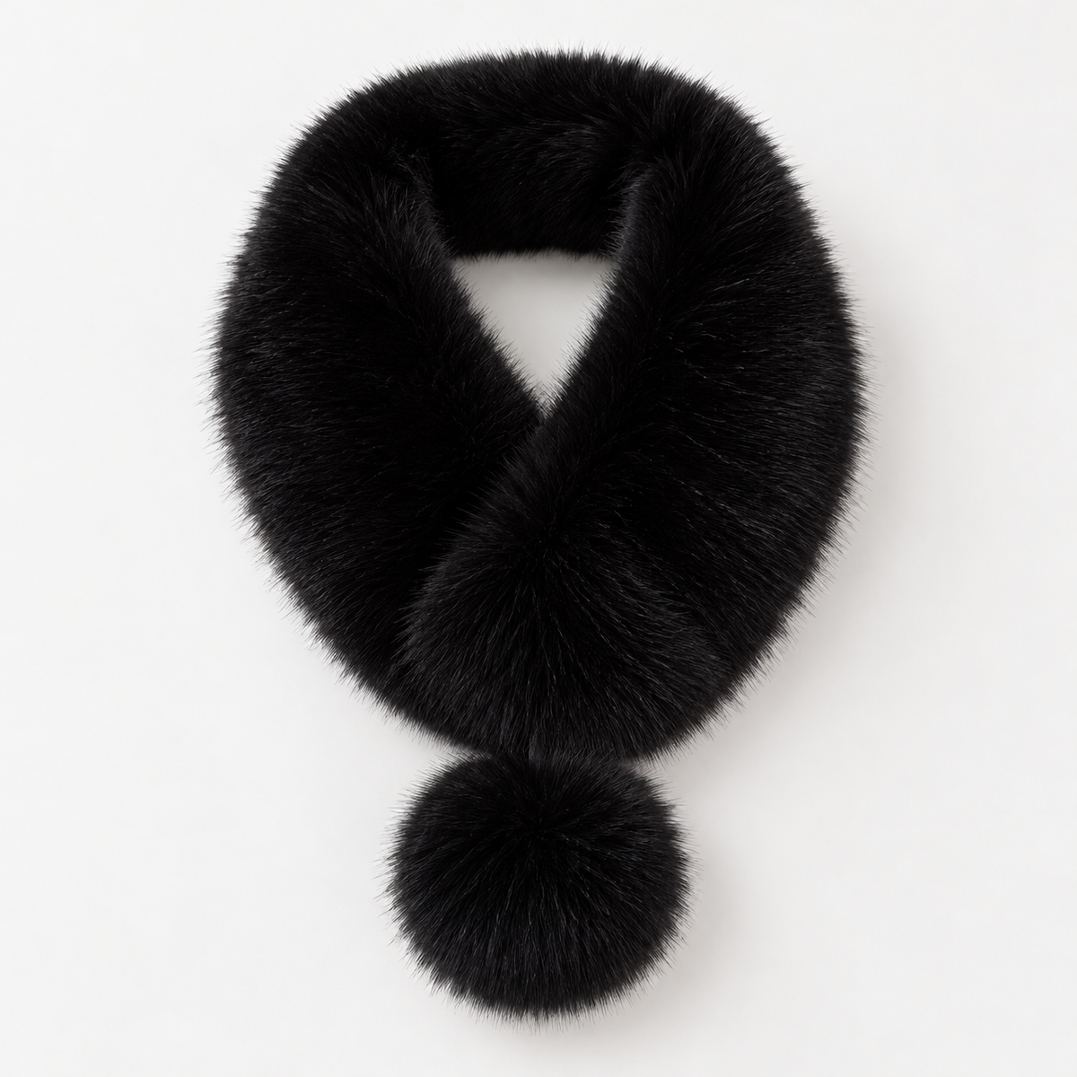 Faux Fur Collar magnetic Fasten Scarf In Black