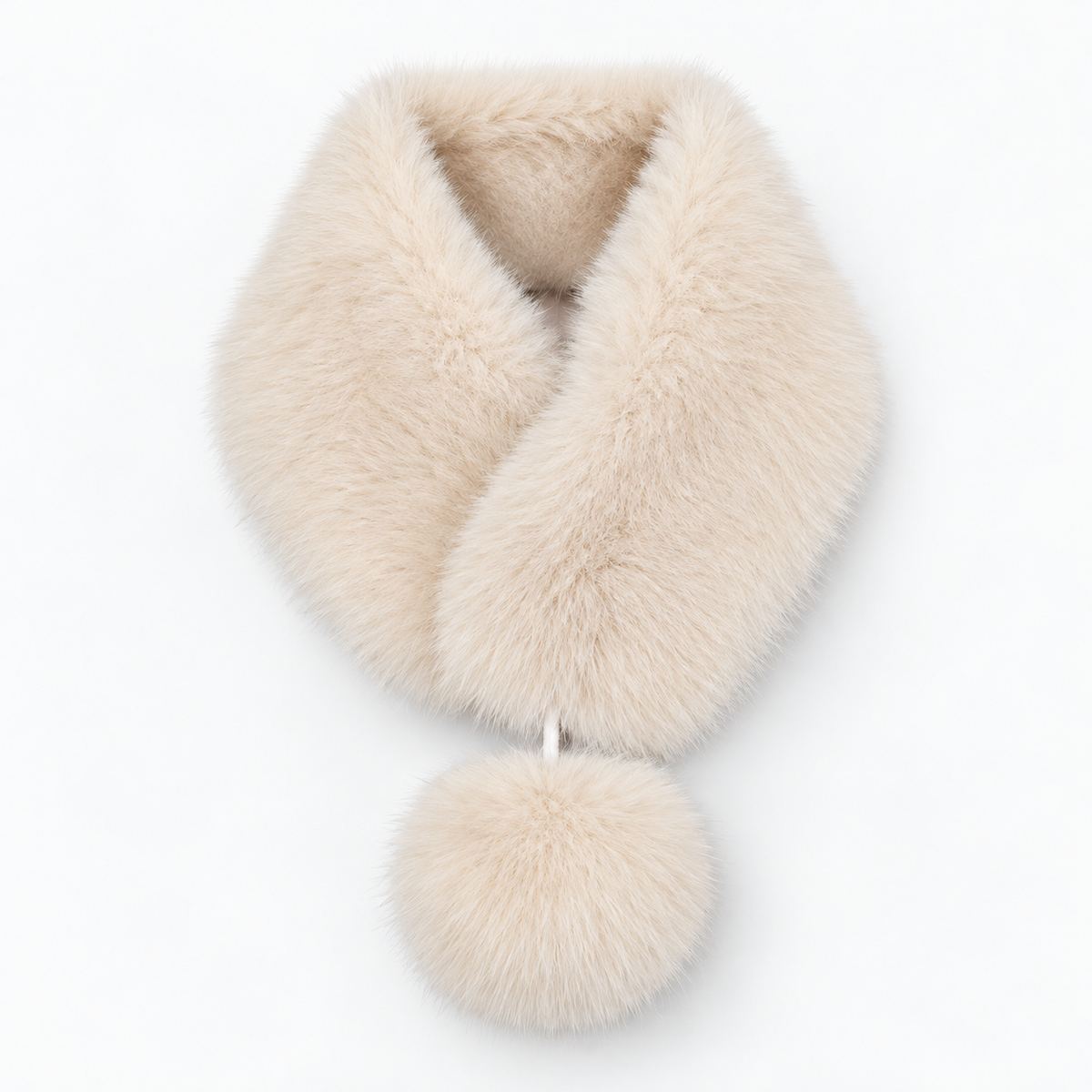 Faux Fur Collar magnetic Fasten Scarf In Beige