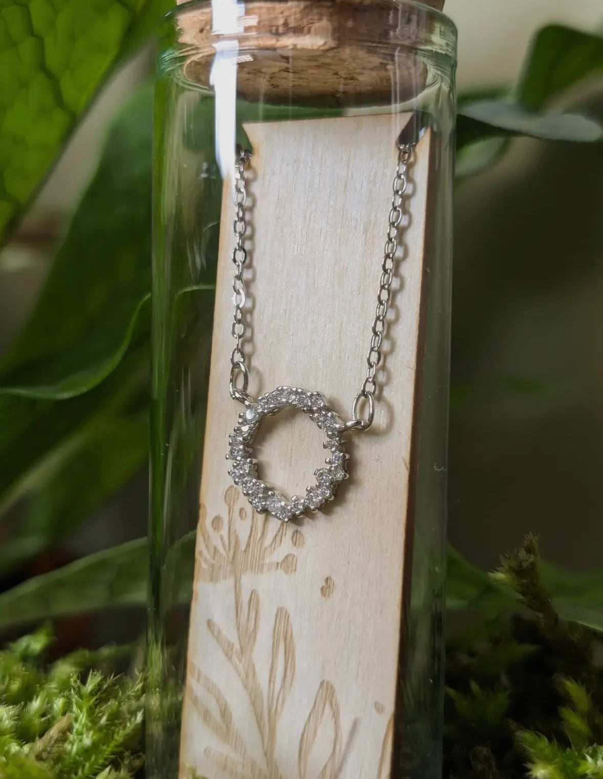 Cubic Zirconia Wreath Sterling Silver Necklace