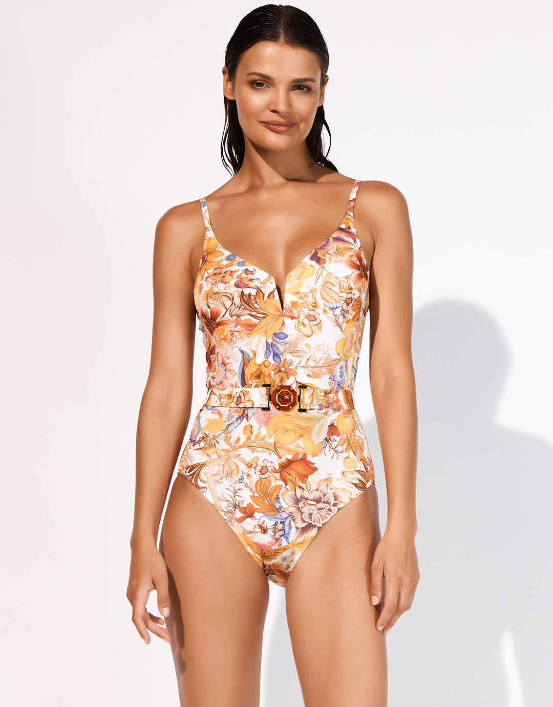 Maryan Mehlhorn Exuberance Belted Swimsuit - Solar