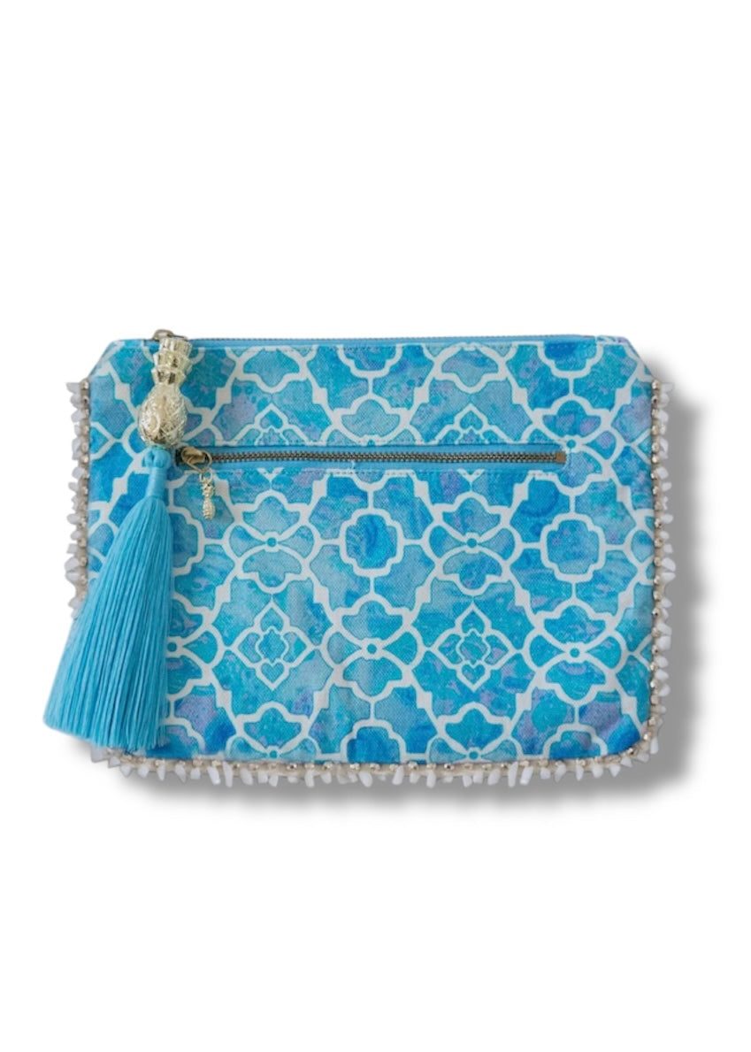Sophia Alexia Azure Mosaic Clutch Bag