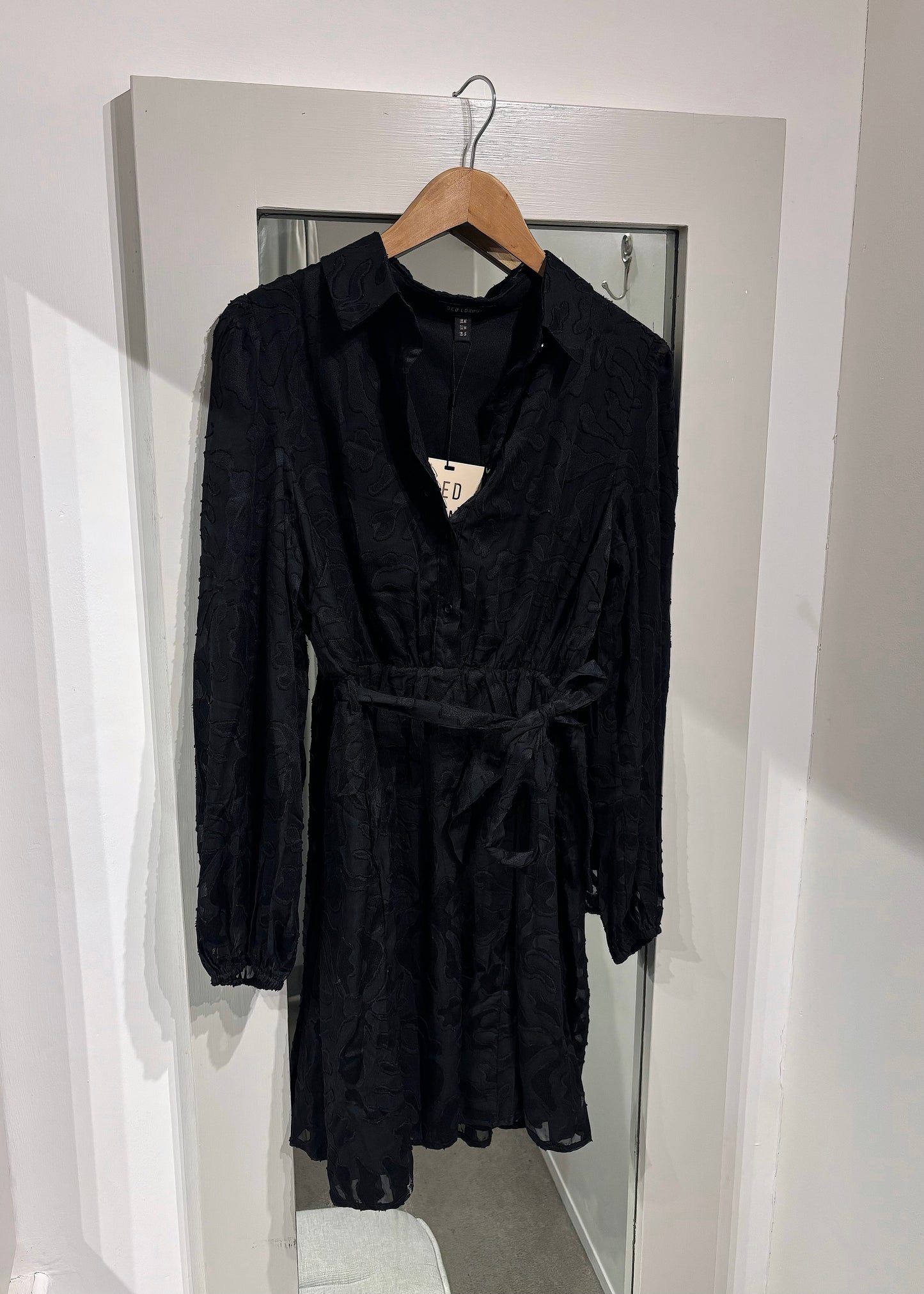 Black Devore Skater Style Dress