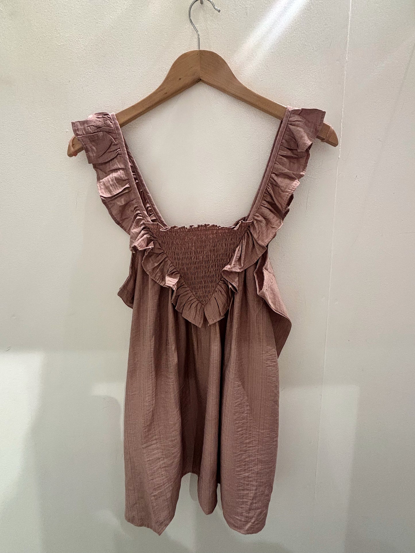 Frill Strap Cami Top In Rose