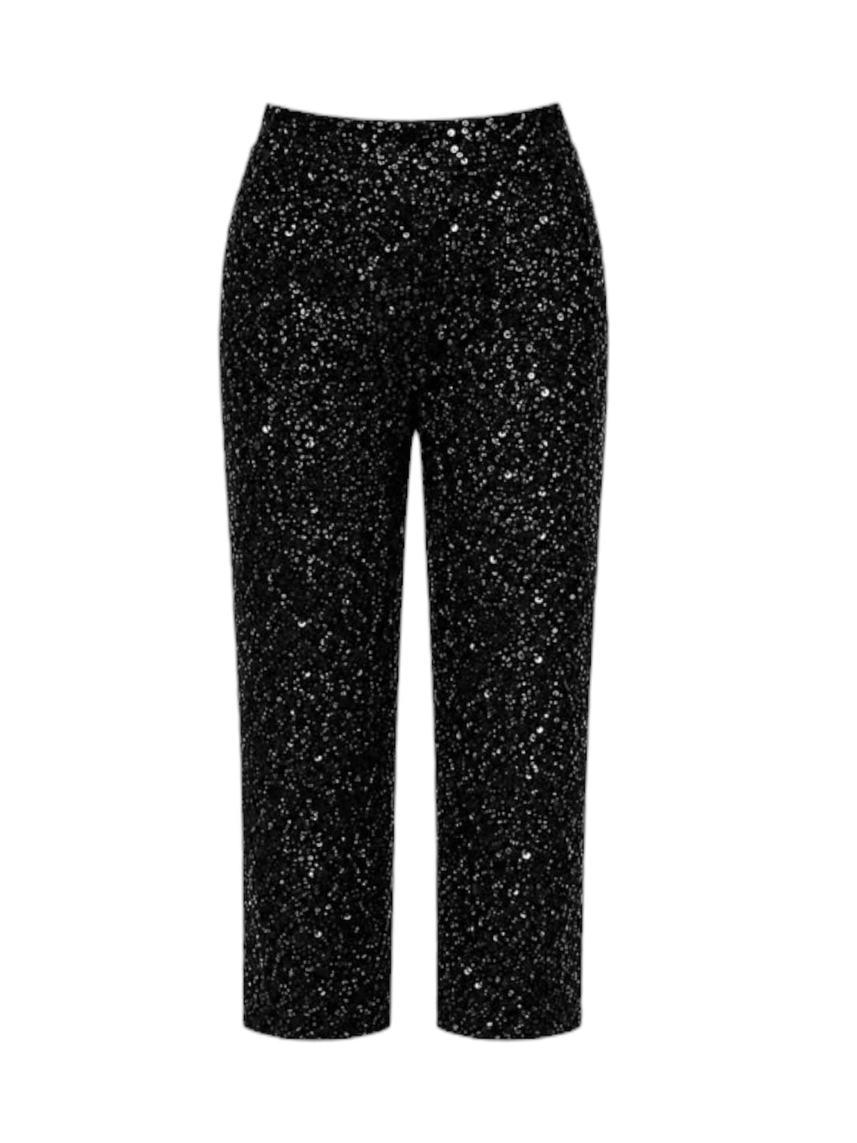 Malissa J High Waist Sequin Trousers In Black