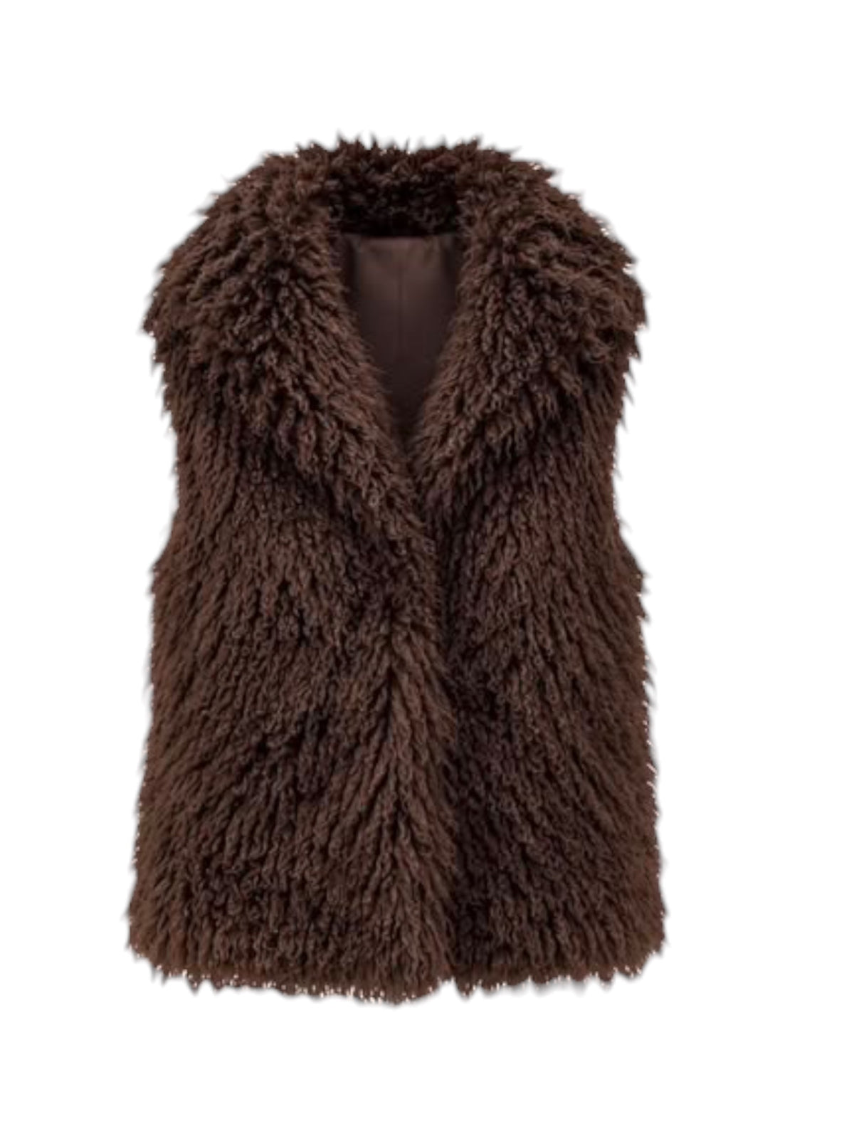 Malissa J Shaggy Faux Fur Gilet In Tan Brown