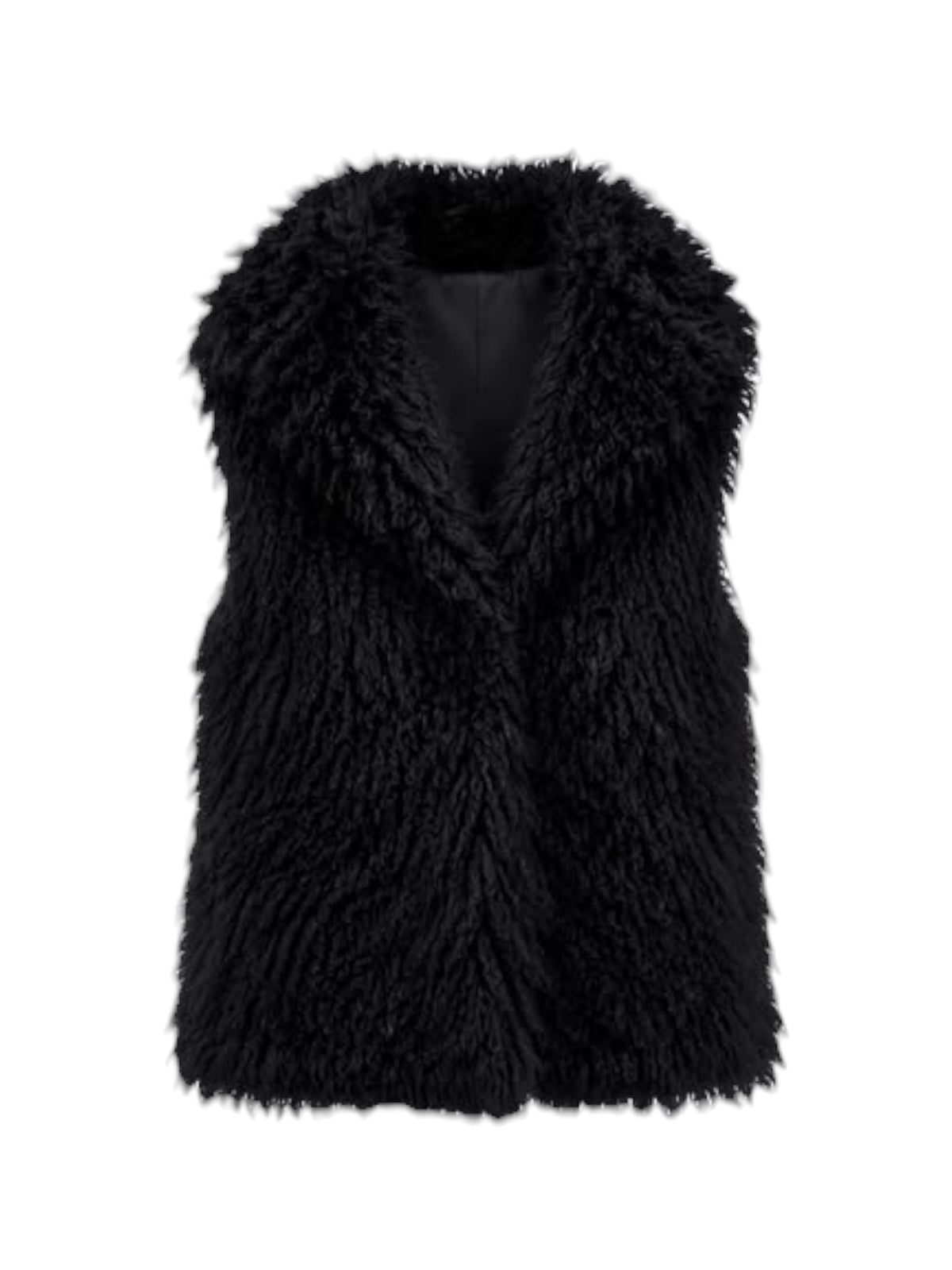 Malissa J Shaggy Faux Fur Gilet In Tan Black