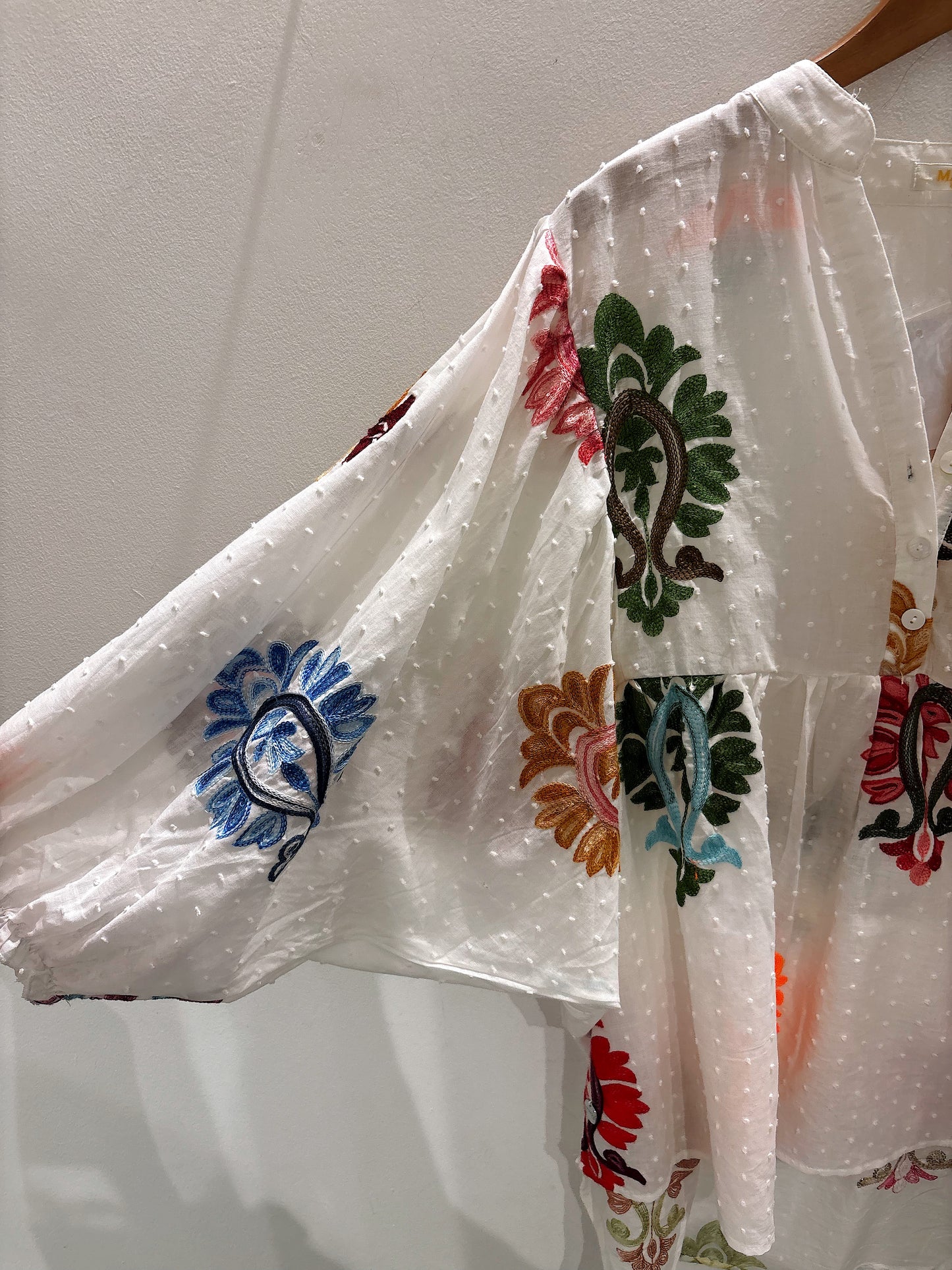 Multi Coloured Embroidered Shirt With Volumous Sleeves