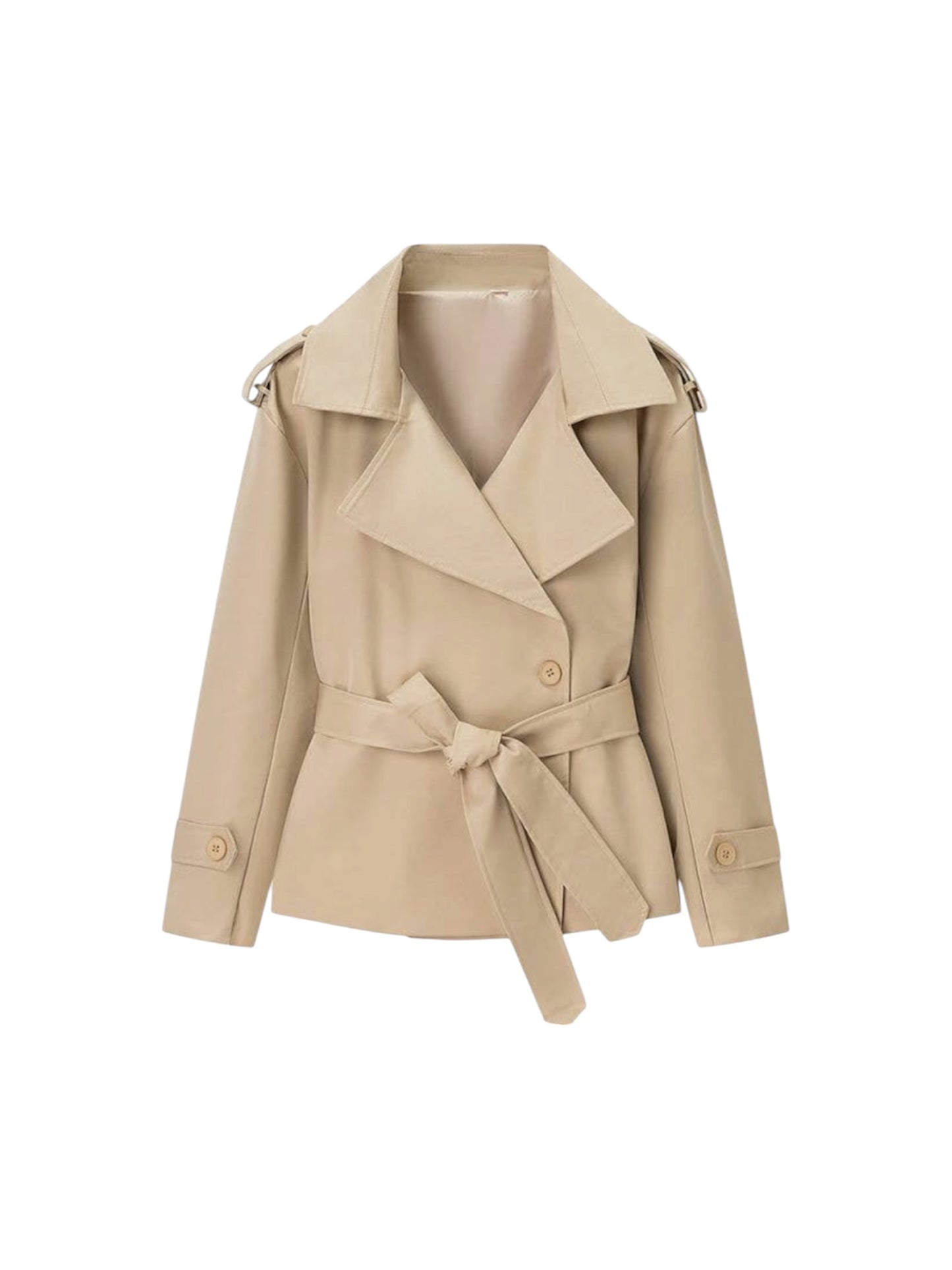 Cropped Trench Coat In Beige