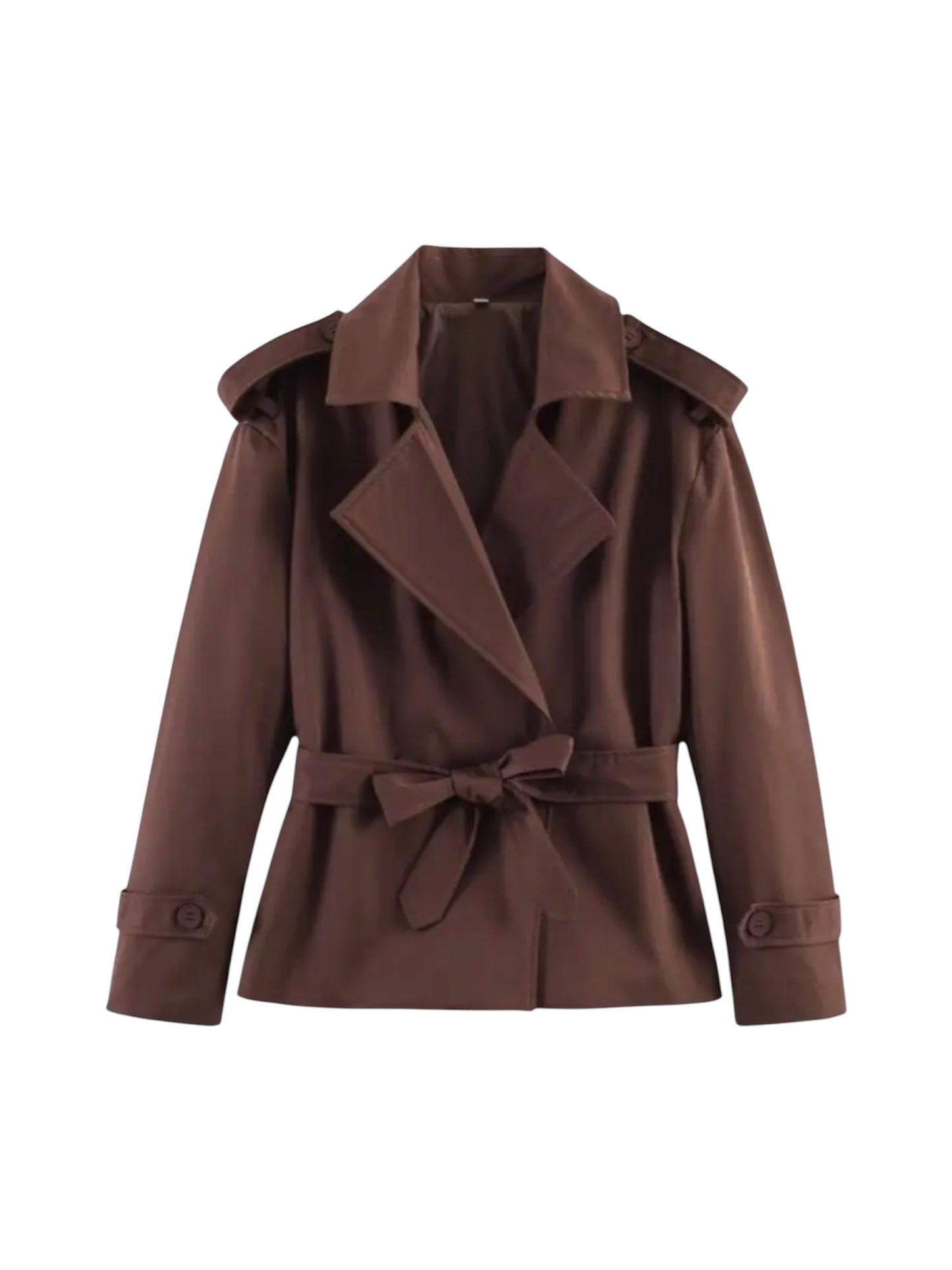 Cropped Trench Coat In Chocolate