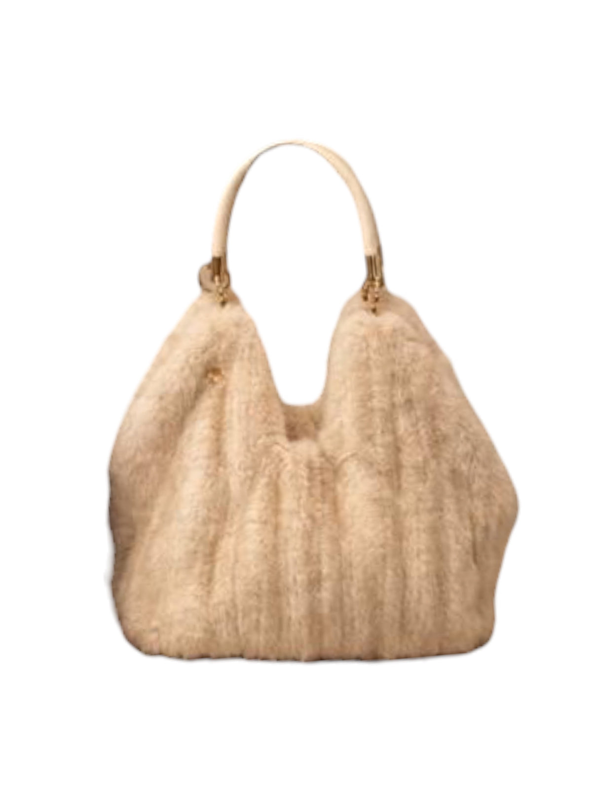 Malissa J Faux Fur Bucket Bag In Beige