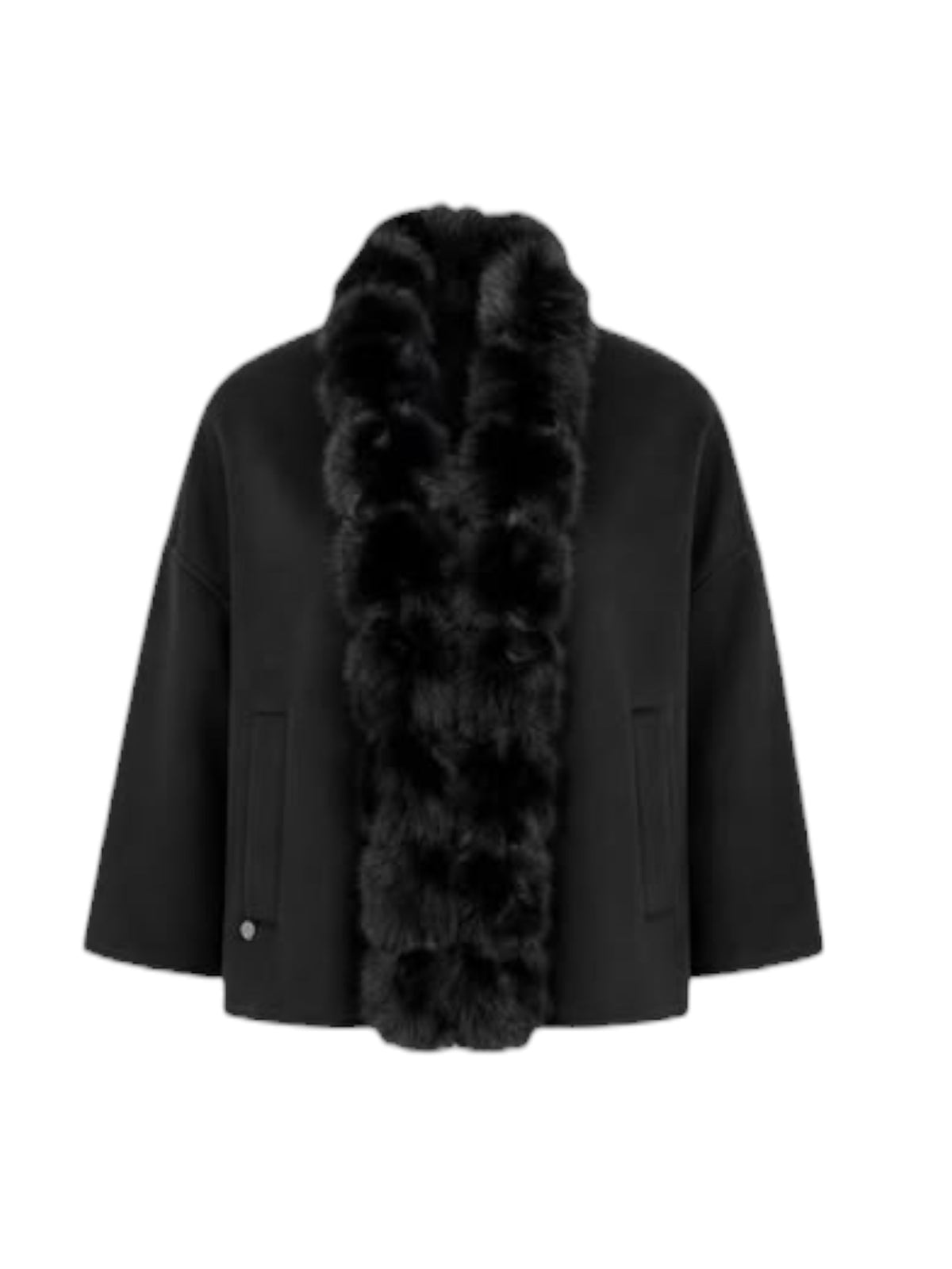 Malissa J Faux Fur Collar Boxy Jacket In Black
