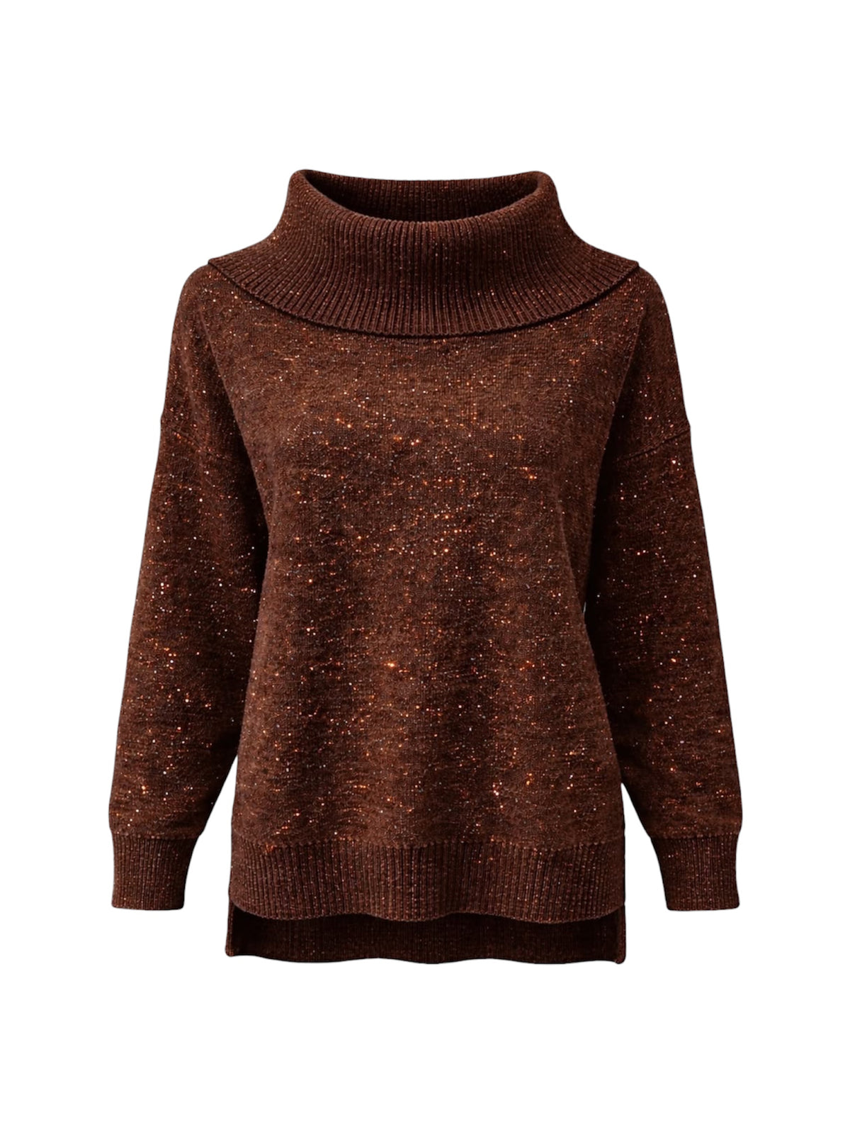 Malissa J High Neck Sparkle Jumper In Brown