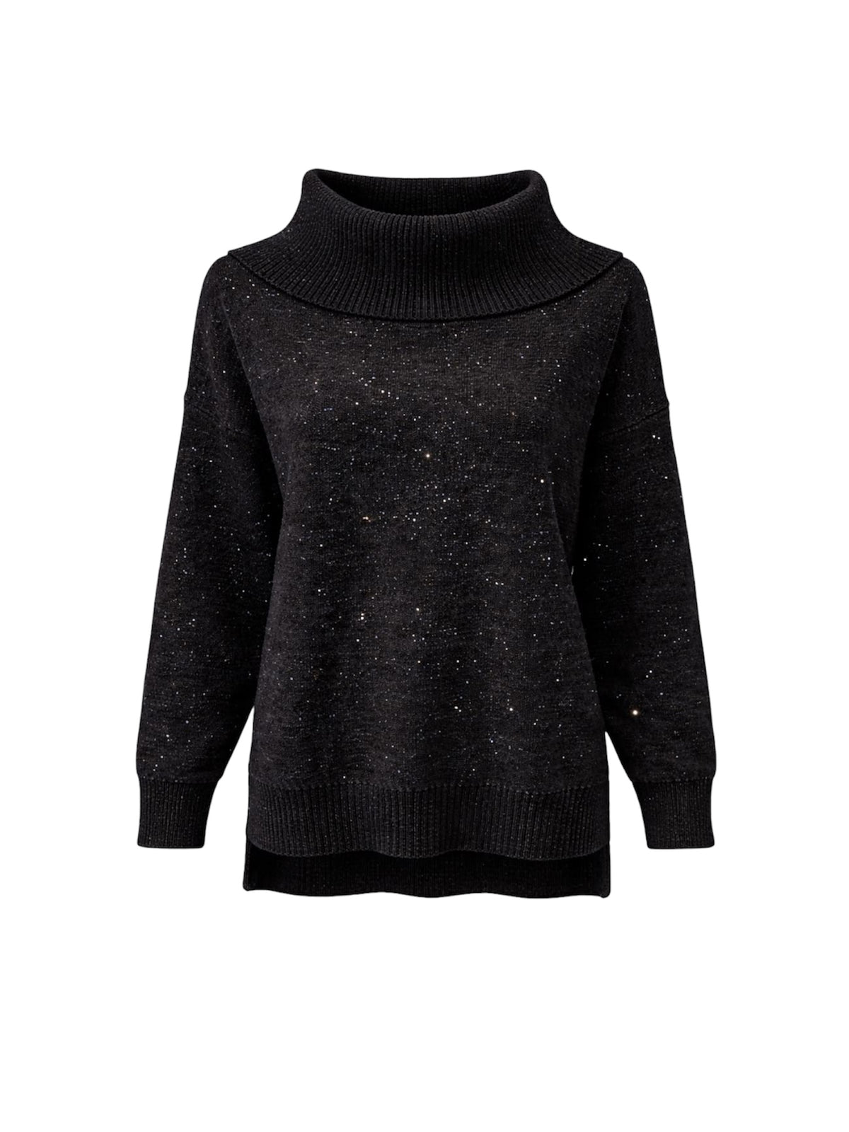 Malissa J High Neck Sparkle Jumper In Black