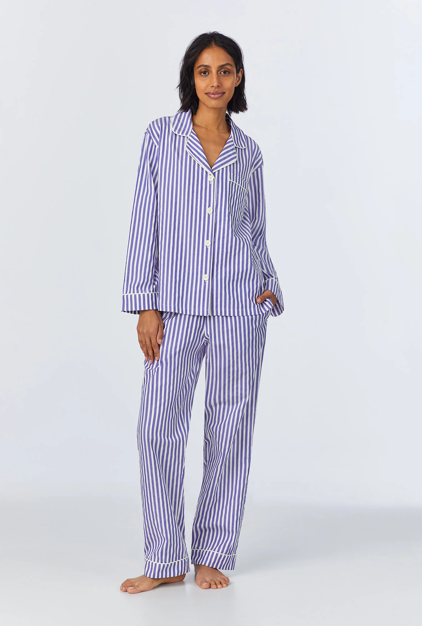 Bedhead Blue Stripe Cotton Button Down Nightwear Set
