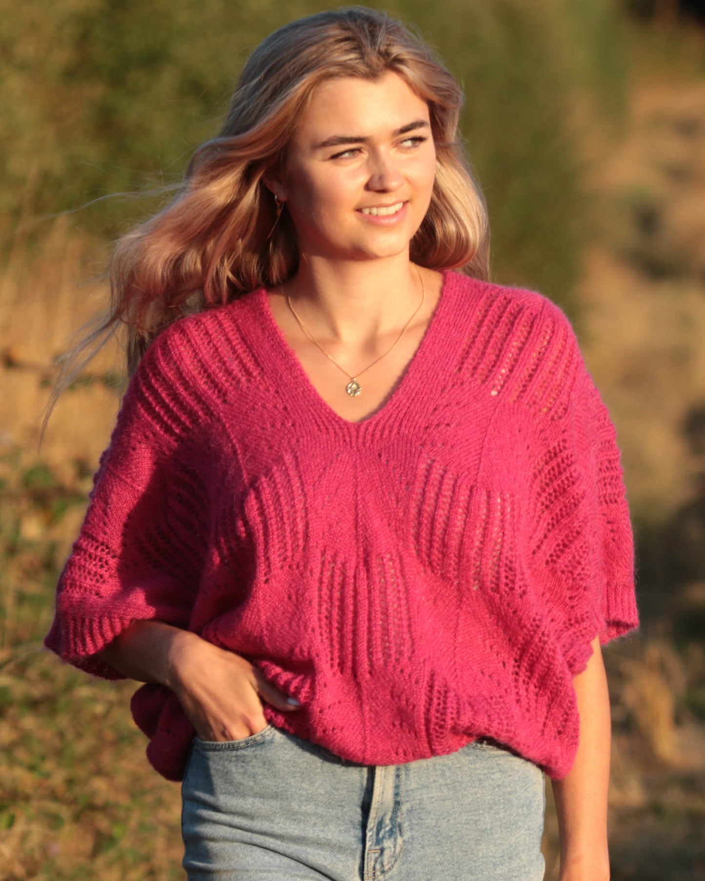 Cadenza Mohair Blend Tunic In Pink