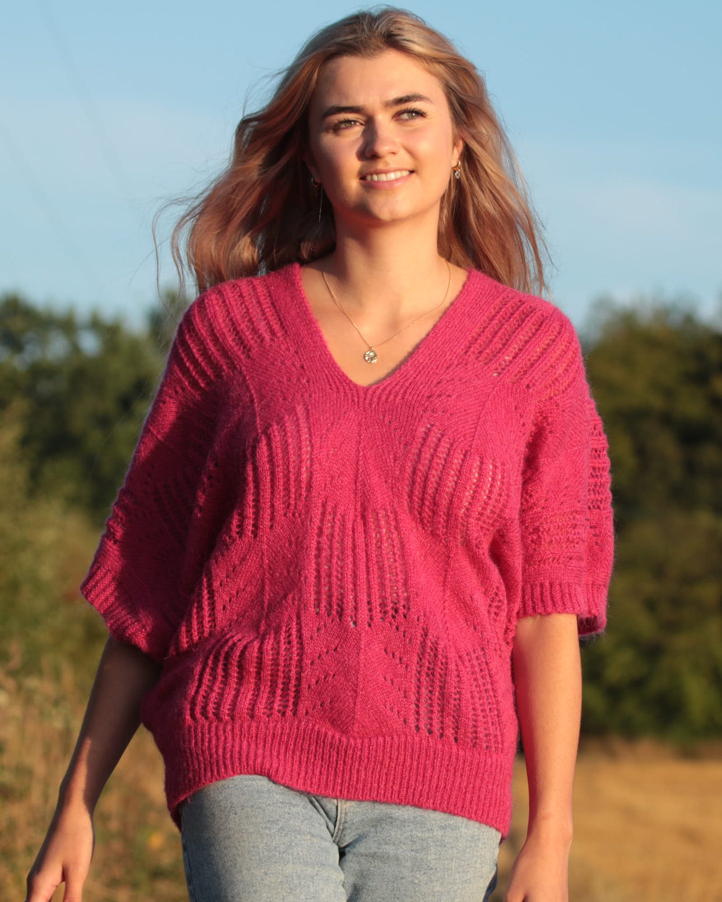 Cadenza Mohair Blend Tunic In Pink