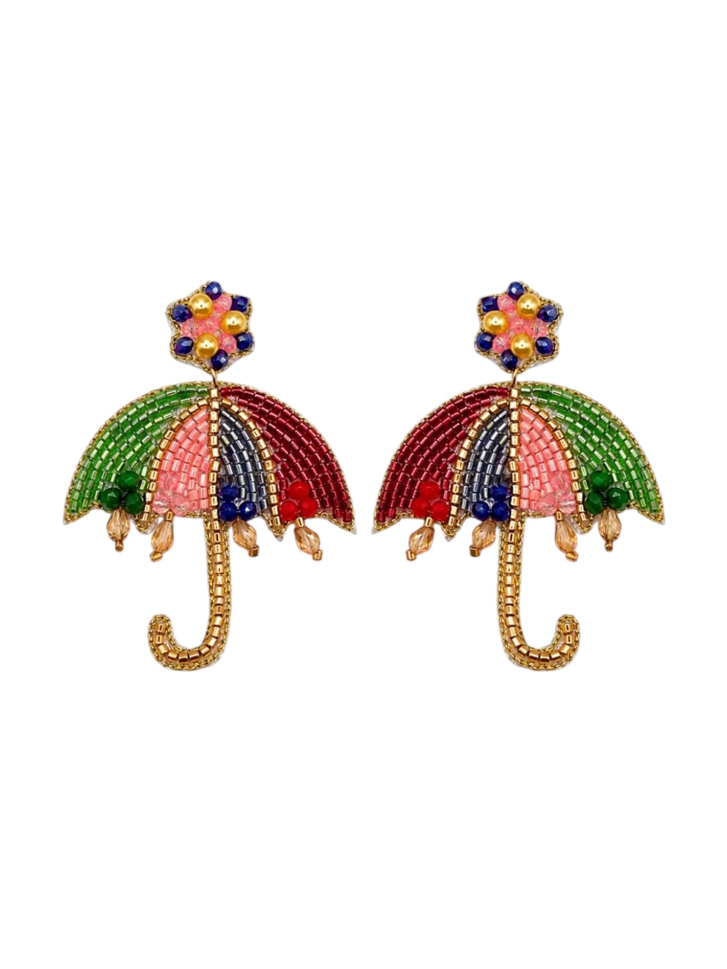 Multicoloured Beaded Umbrella Earrings