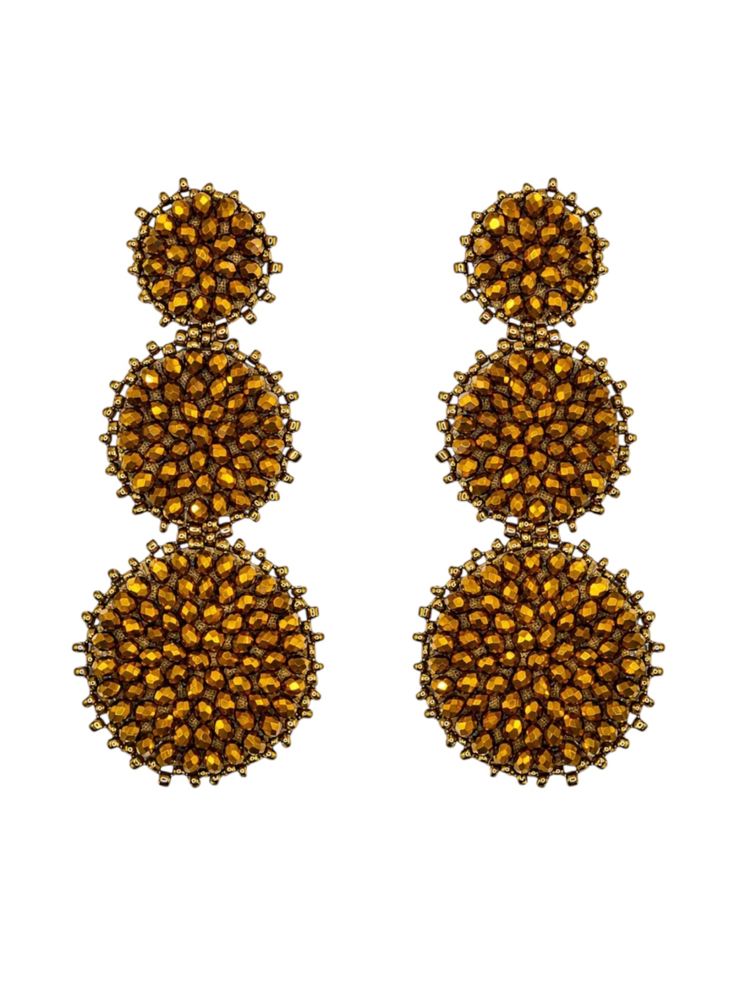 Bronze Triple Circle Drop Earrings