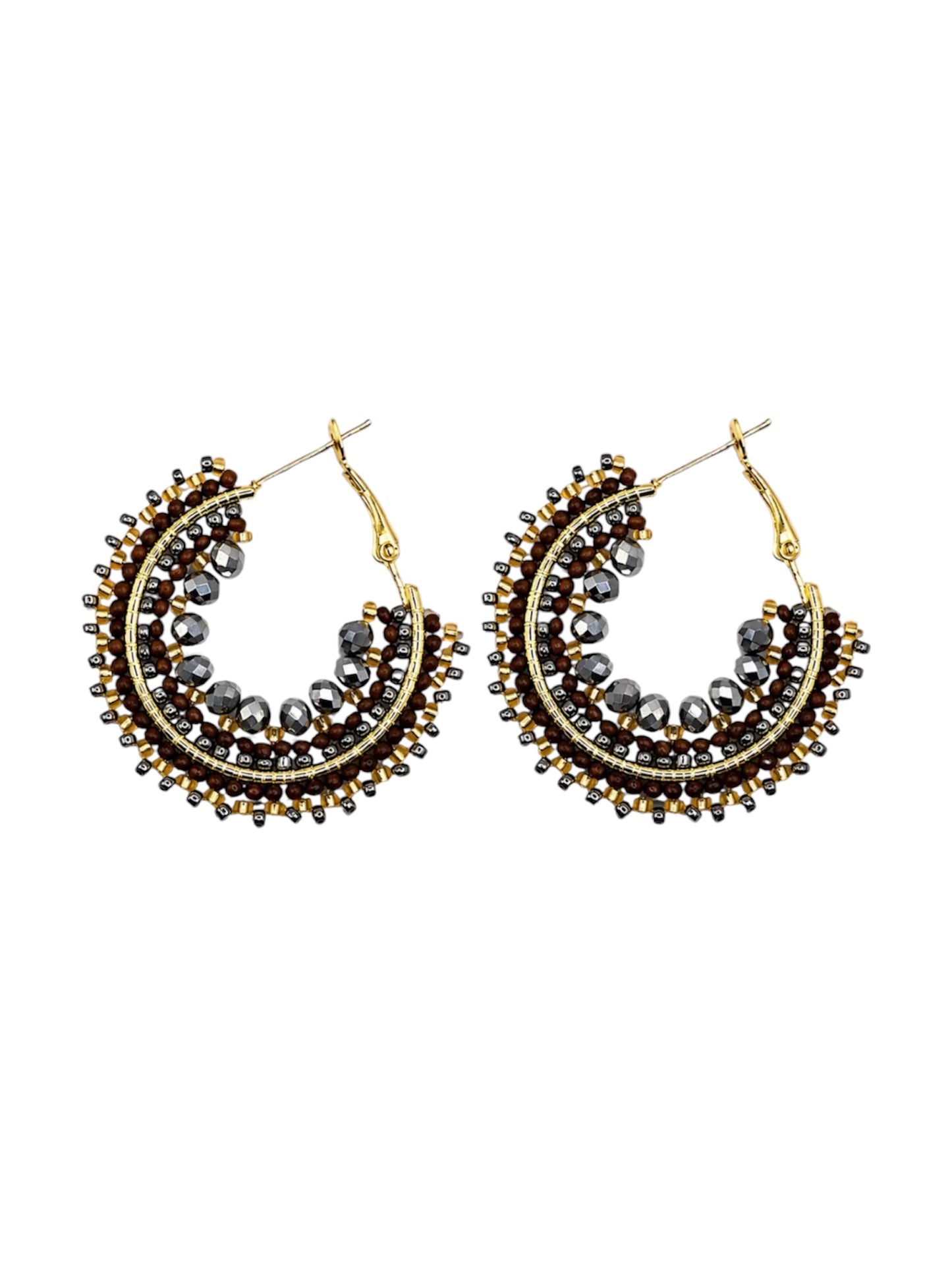 Metallic Mix Mini Ombre Beaded Hoop Earrings