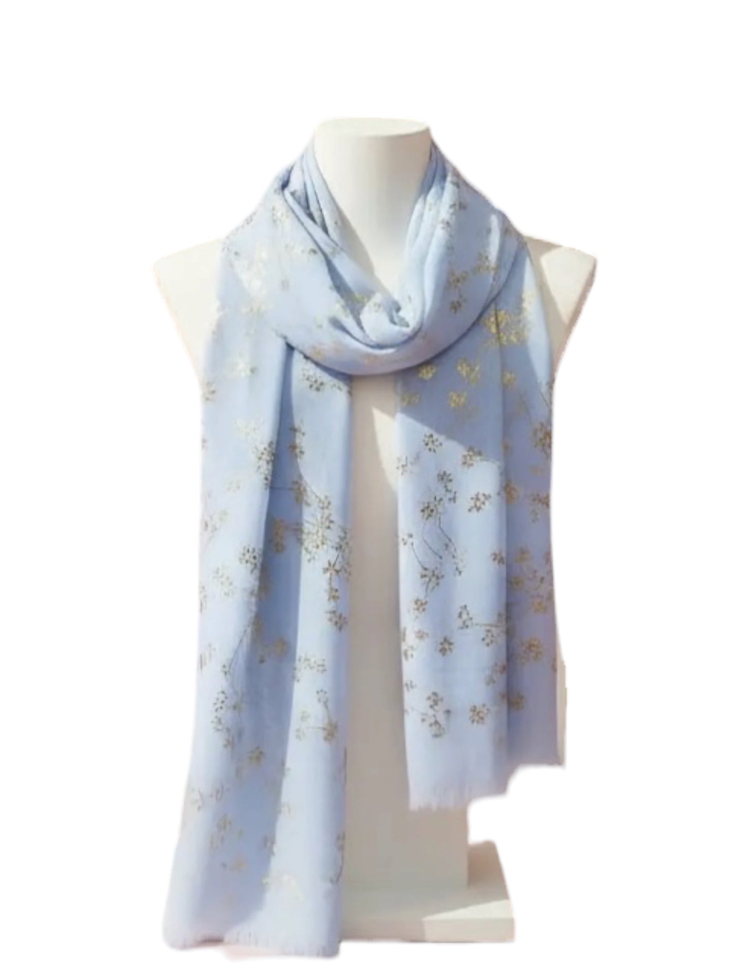 Flower Shimmer Scarf In Baby Blue