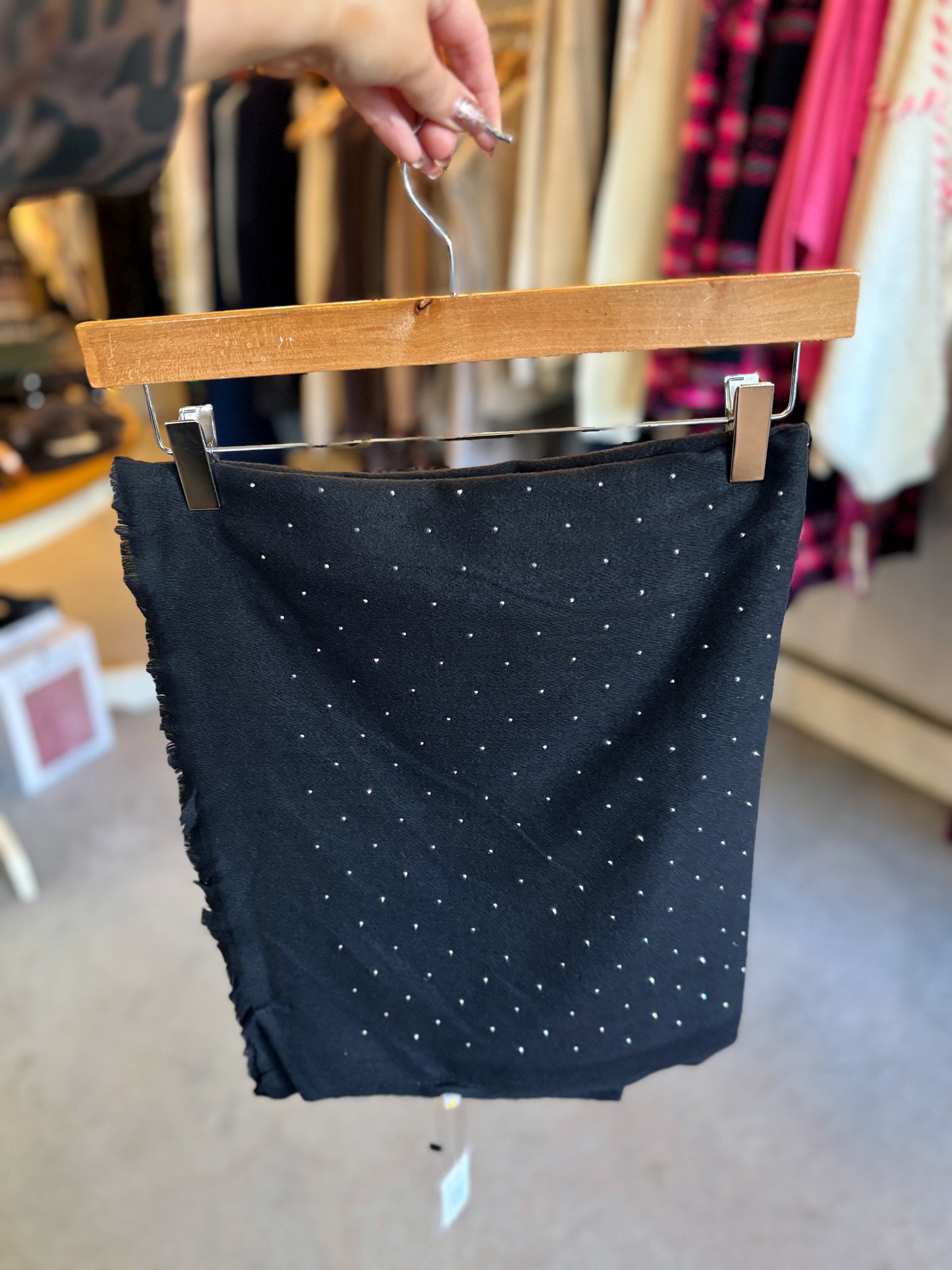 Super Soft Sparkly Scarf In Black