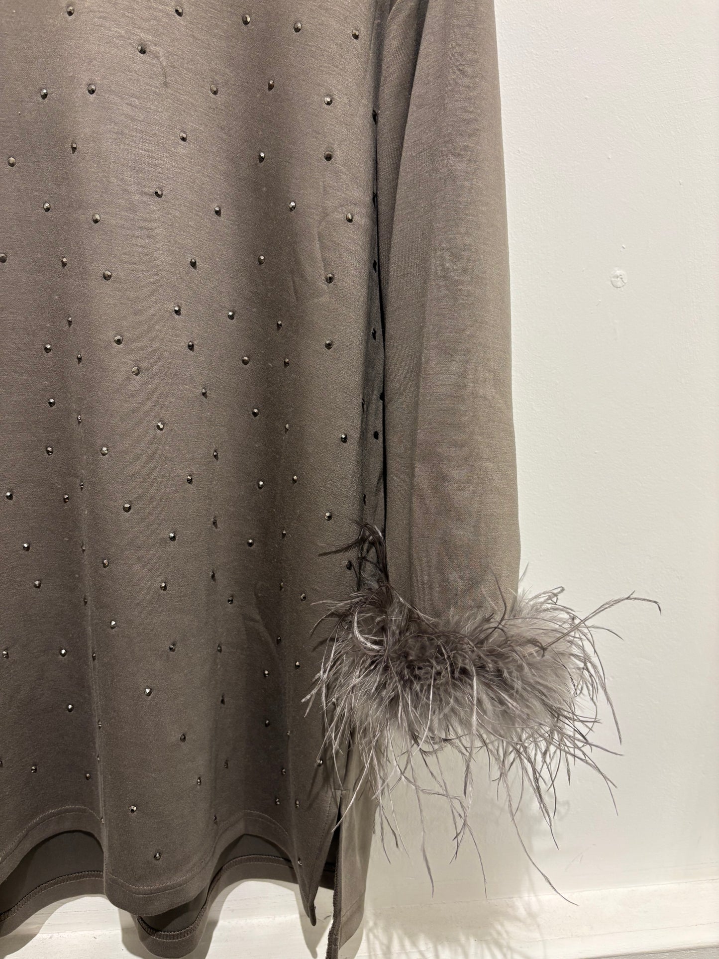 Malissa J Faux Fur Sleeve Studded Top