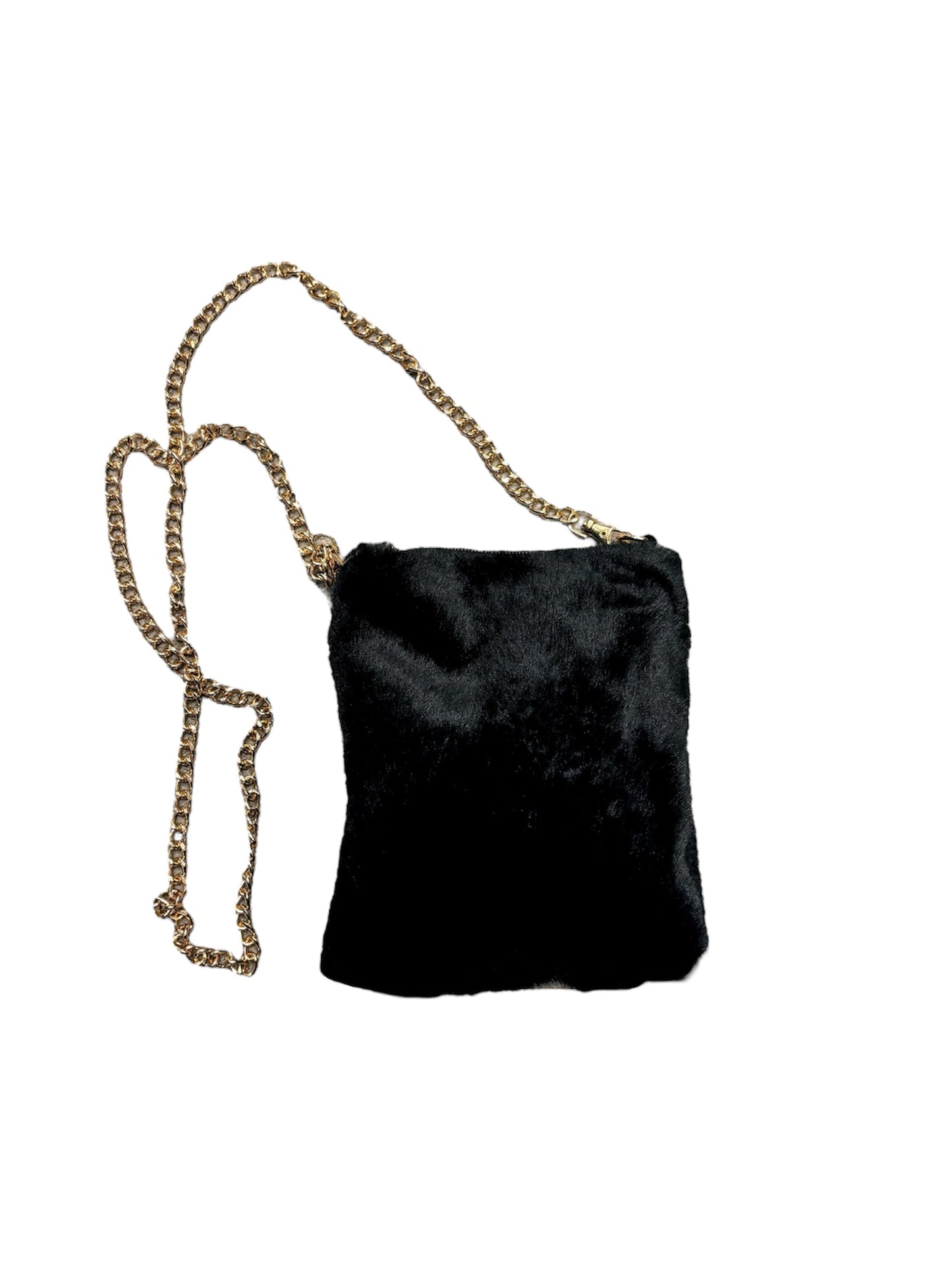 Faux Fur Cross Body Bag In Black